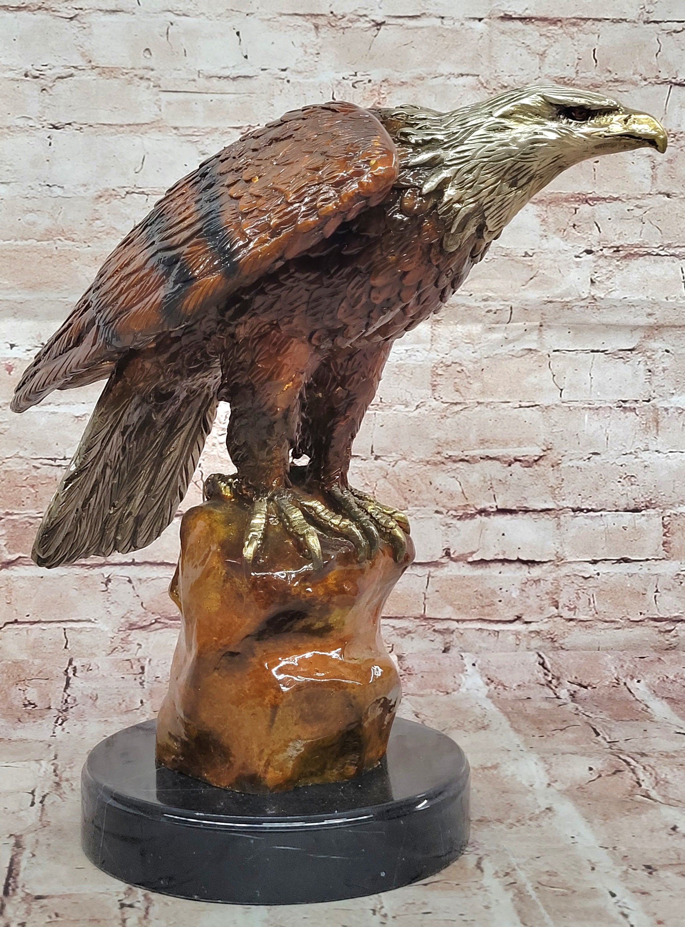 Bronze Sculpture Hand Made Statue Original Life Size American Bald Eagle Bronze