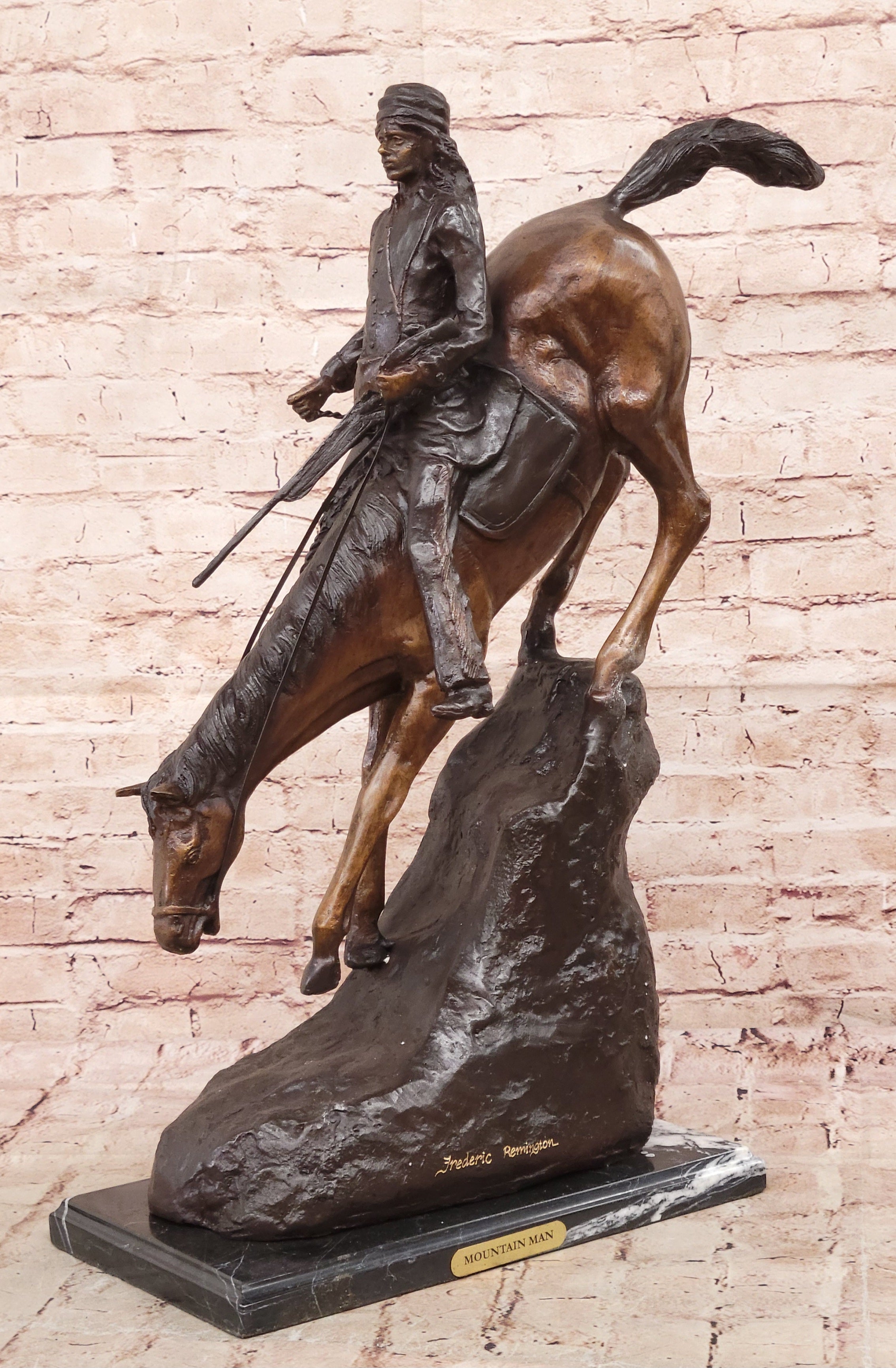 MOUNTAIN MAN SOLID MARBLE Handcrafted Art Bronze Sculpture Statue Figurine T