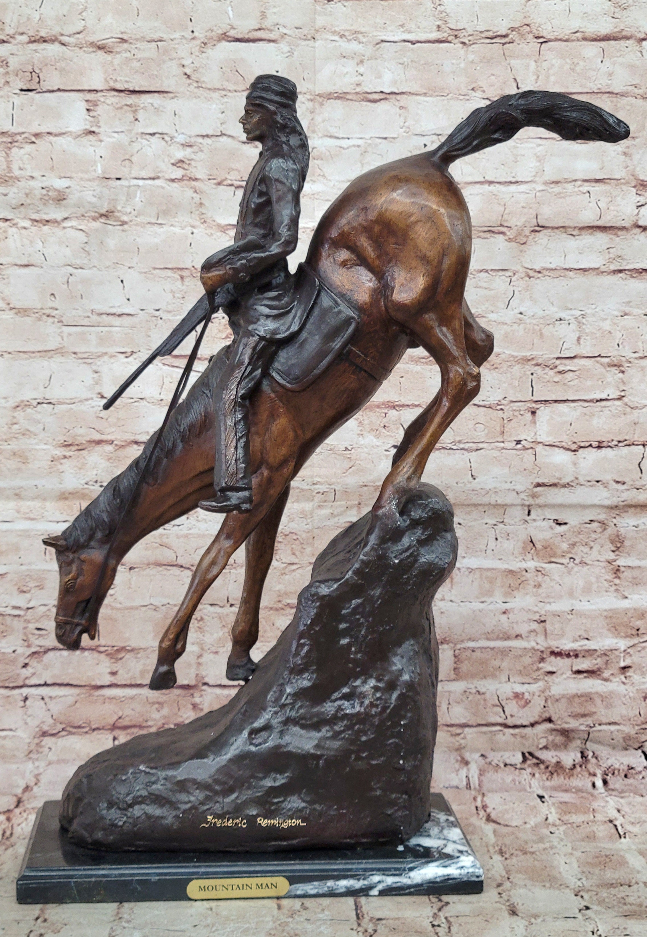 MOUNTAIN MAN SOLID MARBLE Handcrafted Art Bronze Sculpture Statue Figurine T