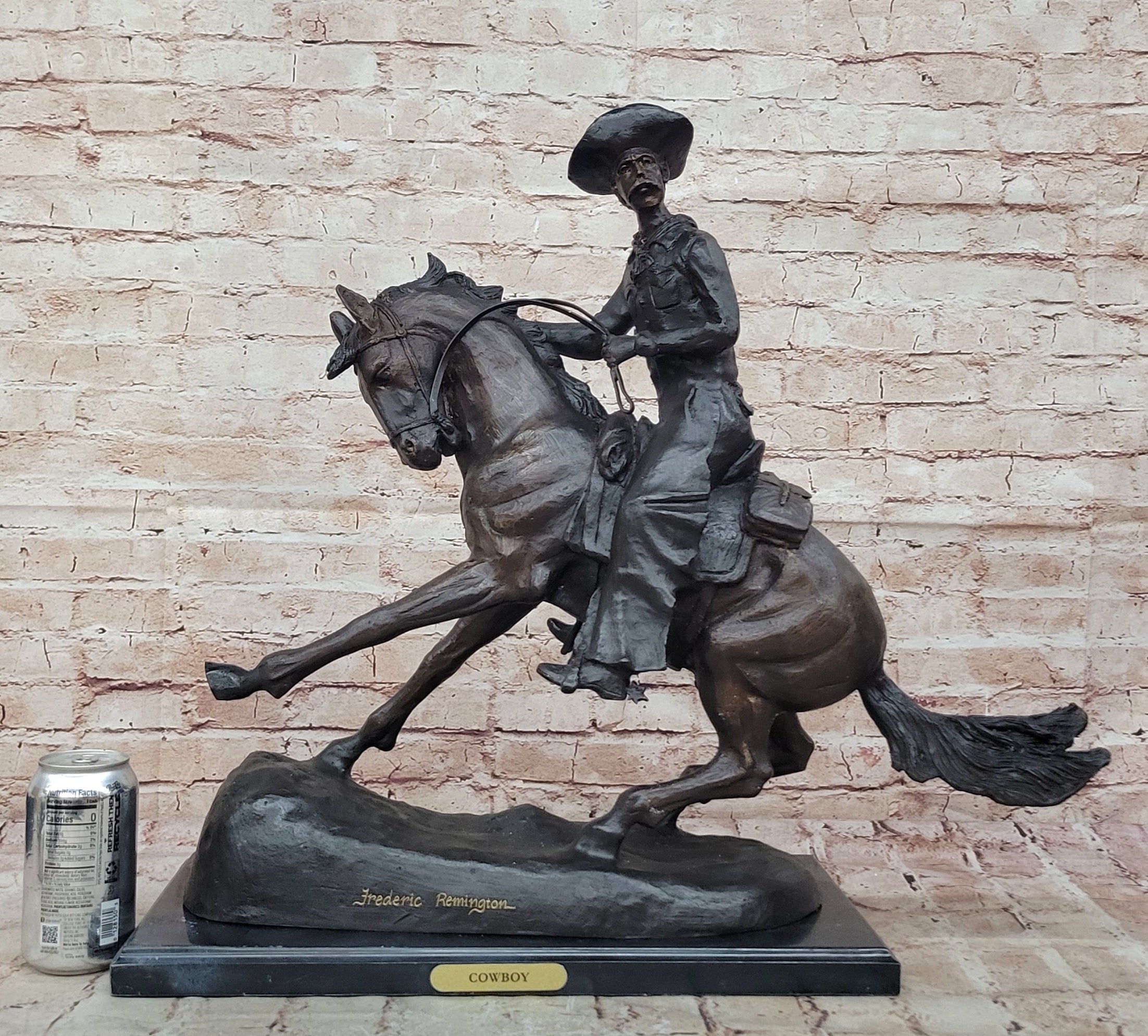 Fredrick Remington "Cowboy on Horse" Western Bronze Sculpture Figurine Figure