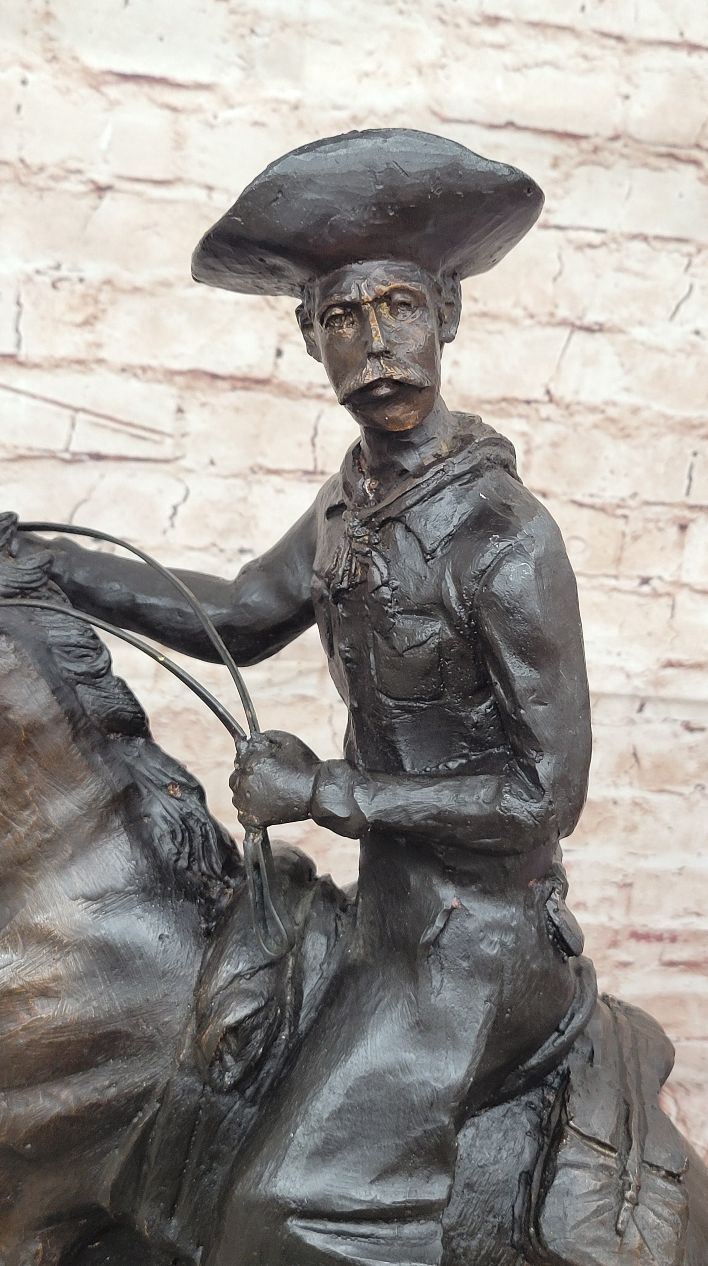 Fredrick Remington "Cowboy on Horse" Western Bronze Sculpture Figurine Figure