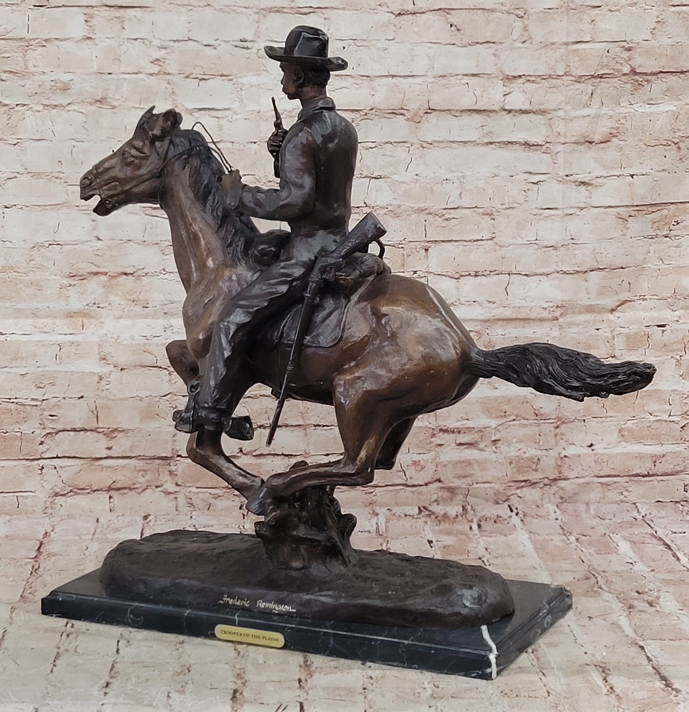 "TROOPER OF THE PLAINS" Bronze Reproduction Cavalry Soldier FREDRIC REMINGTON