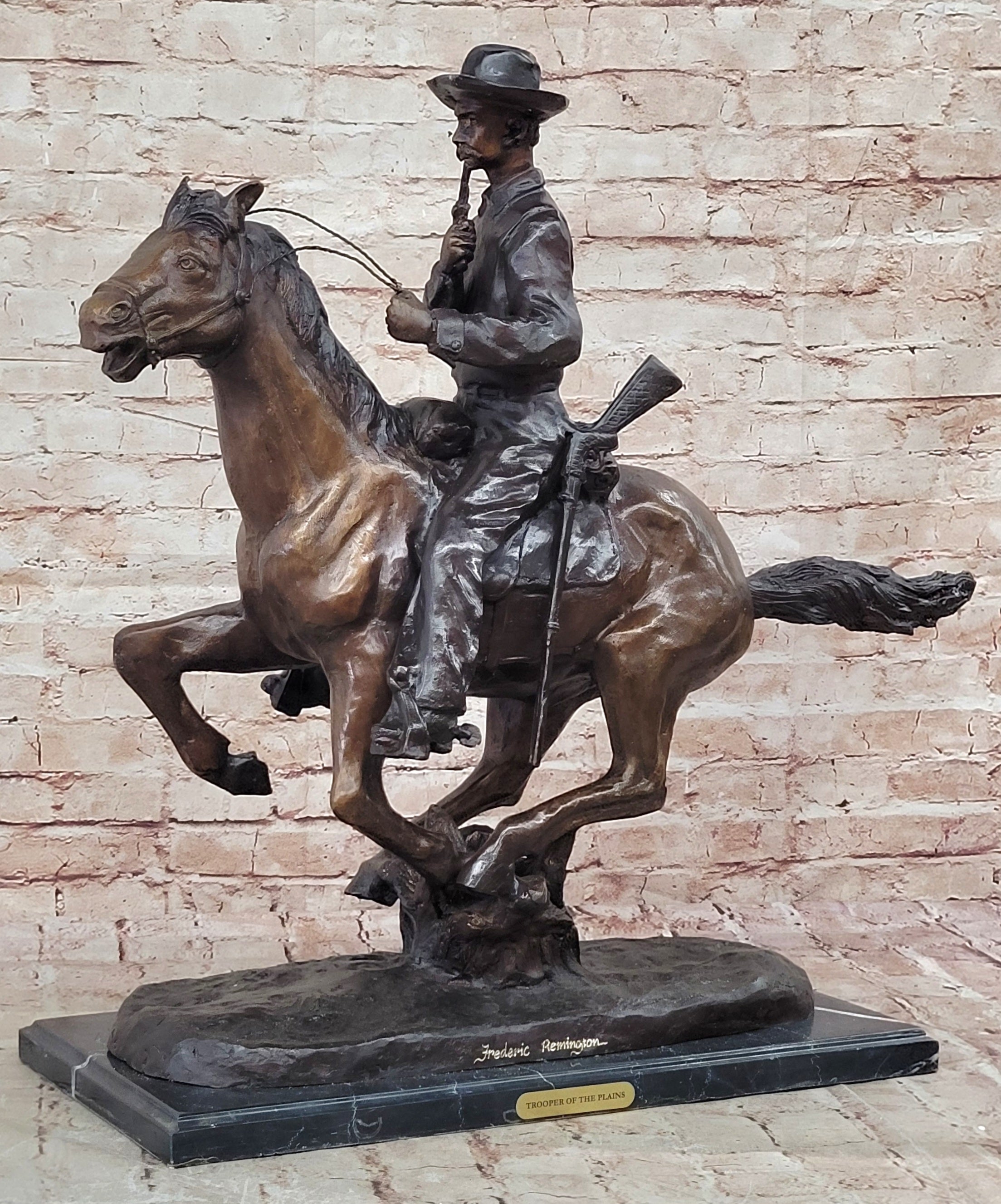 "TROOPER OF THE PLAINS" Bronze Reproduction Cavalry Soldier FREDRIC REMINGTON