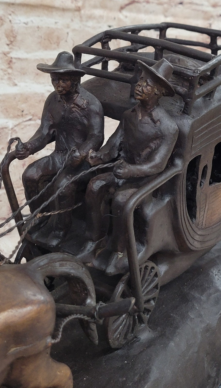 80 LBS HOT CAST ADVENTURE ACTION HORSES BRONZE STATUE STAGE COACH OLD WEST SALE
