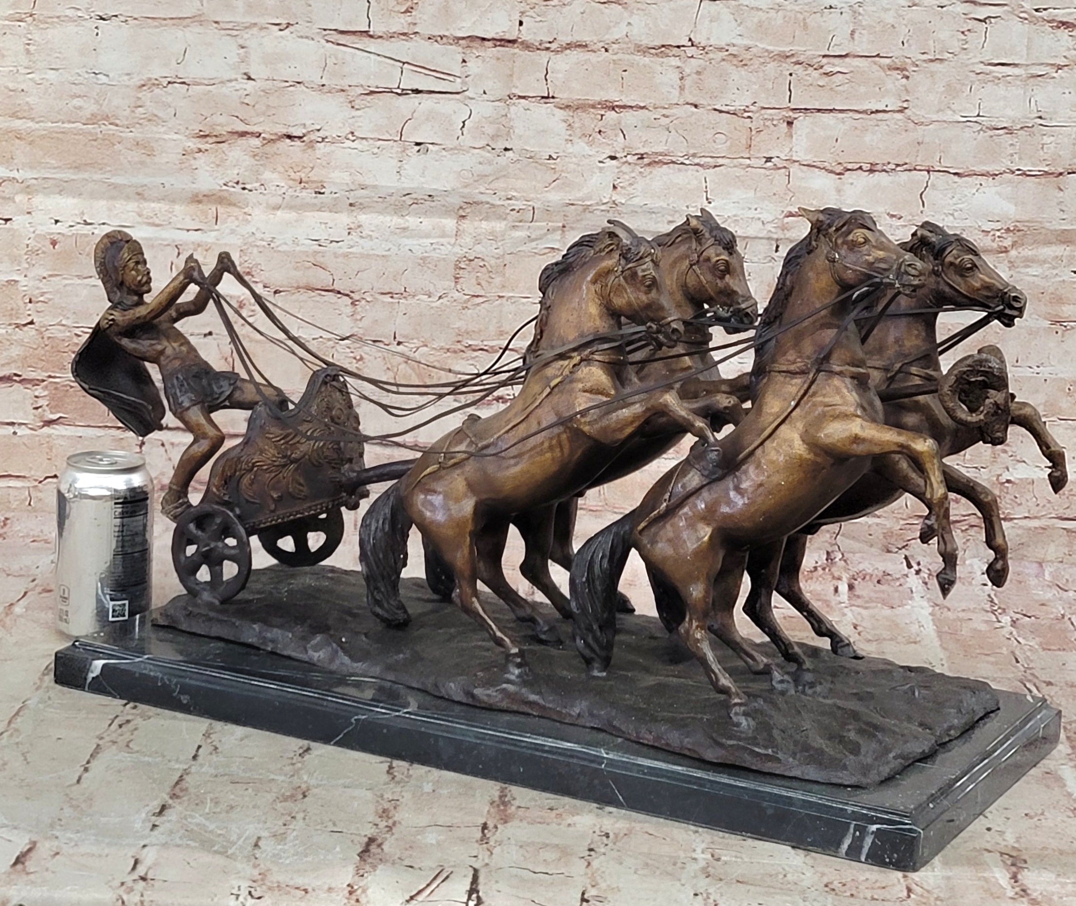 Real Bronze Sculpture Collector Edition Roman Chariot Collectible Statue Decor