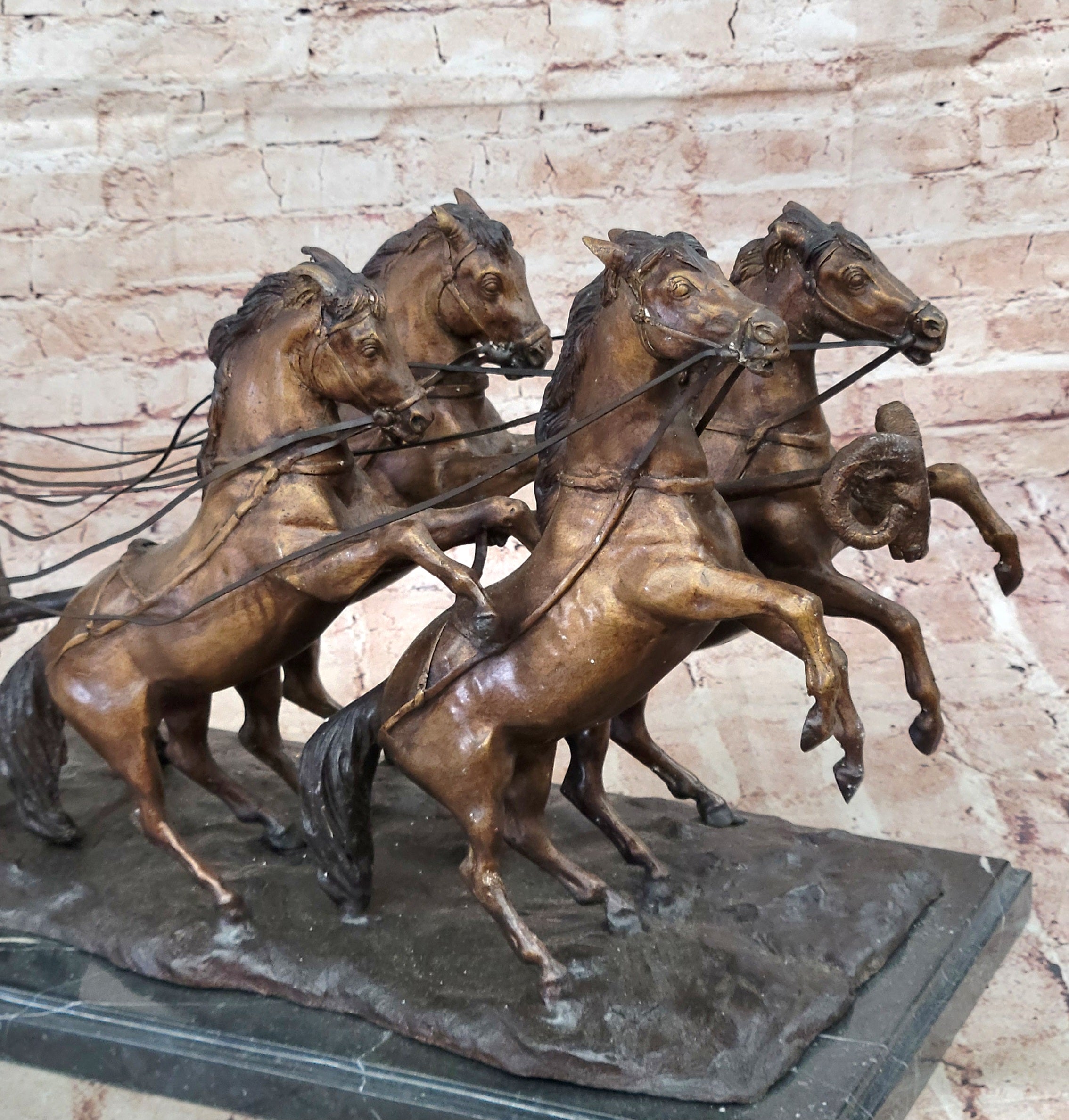 Real Bronze Sculpture Collector Edition Roman Chariot Collectible Statue Decor