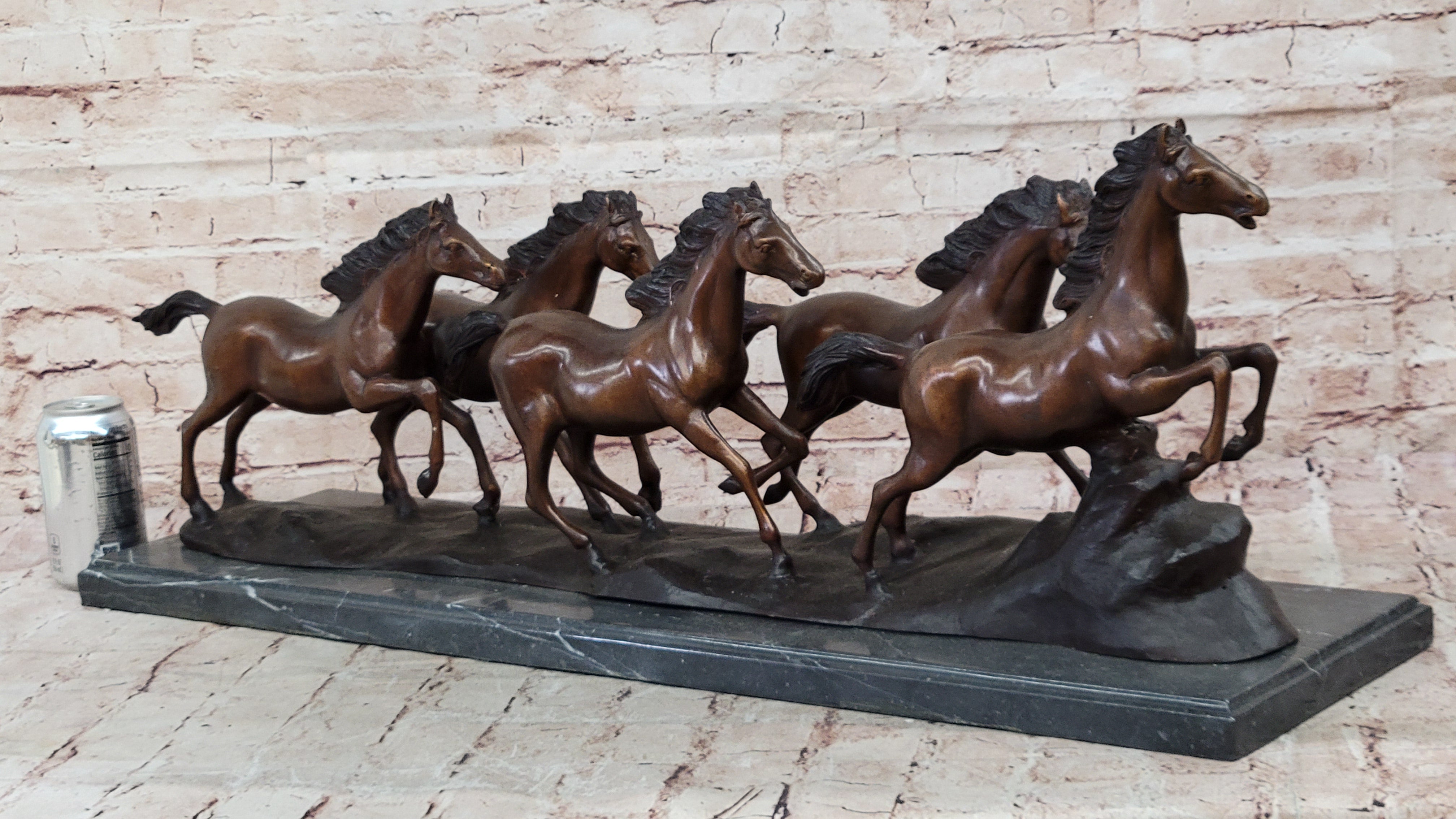 73 LBS Extra Large Remington Wild Horses Bronze Sculpture – Majestic Mustangs in Motion