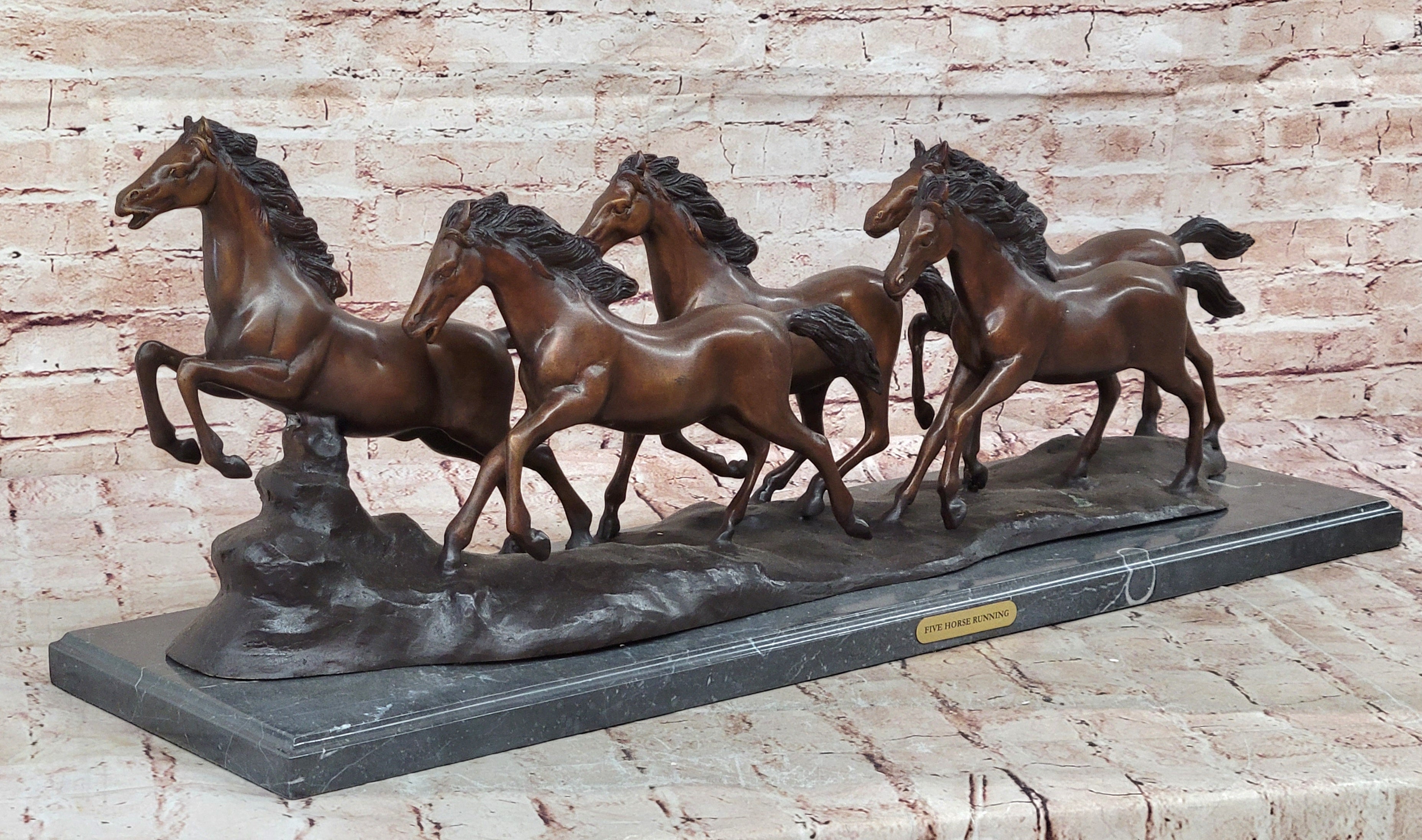 73 LBS Extra Large Remington Wild Horses Bronze Sculpture – Majestic Mustangs in Motion