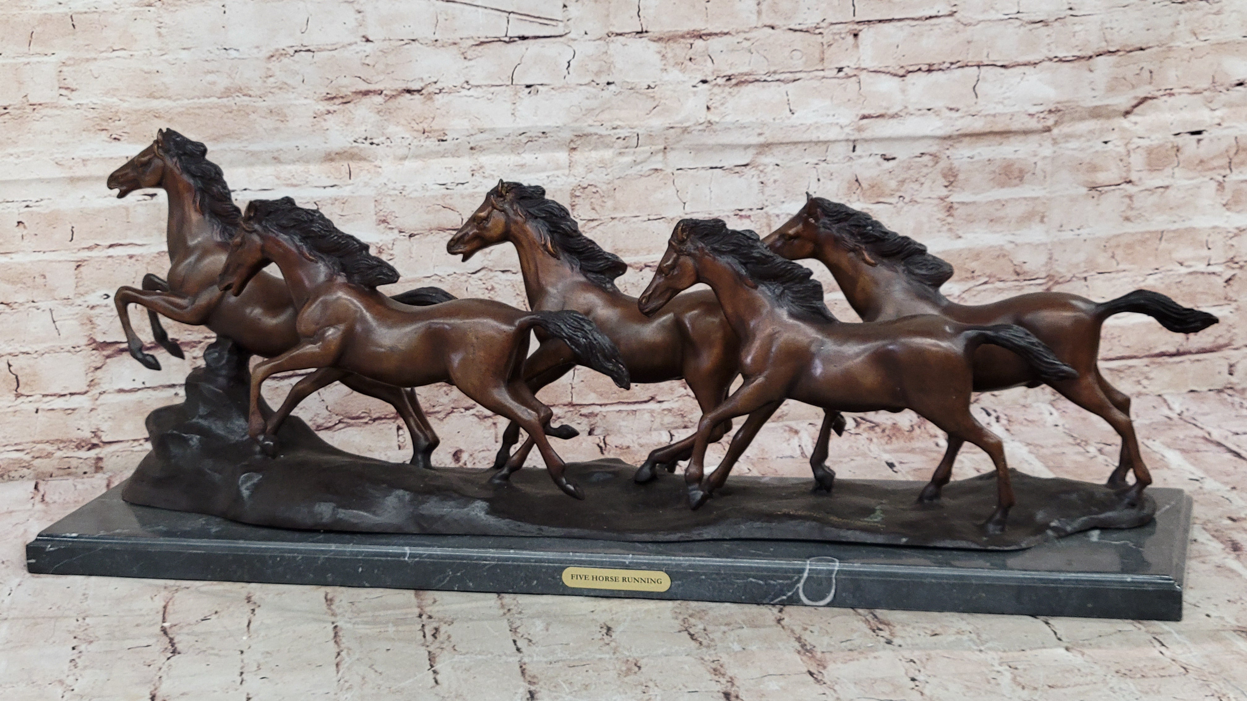73 LBS Extra Large Remington Wild Horses Bronze Sculpture – Majestic Mustangs in Motion