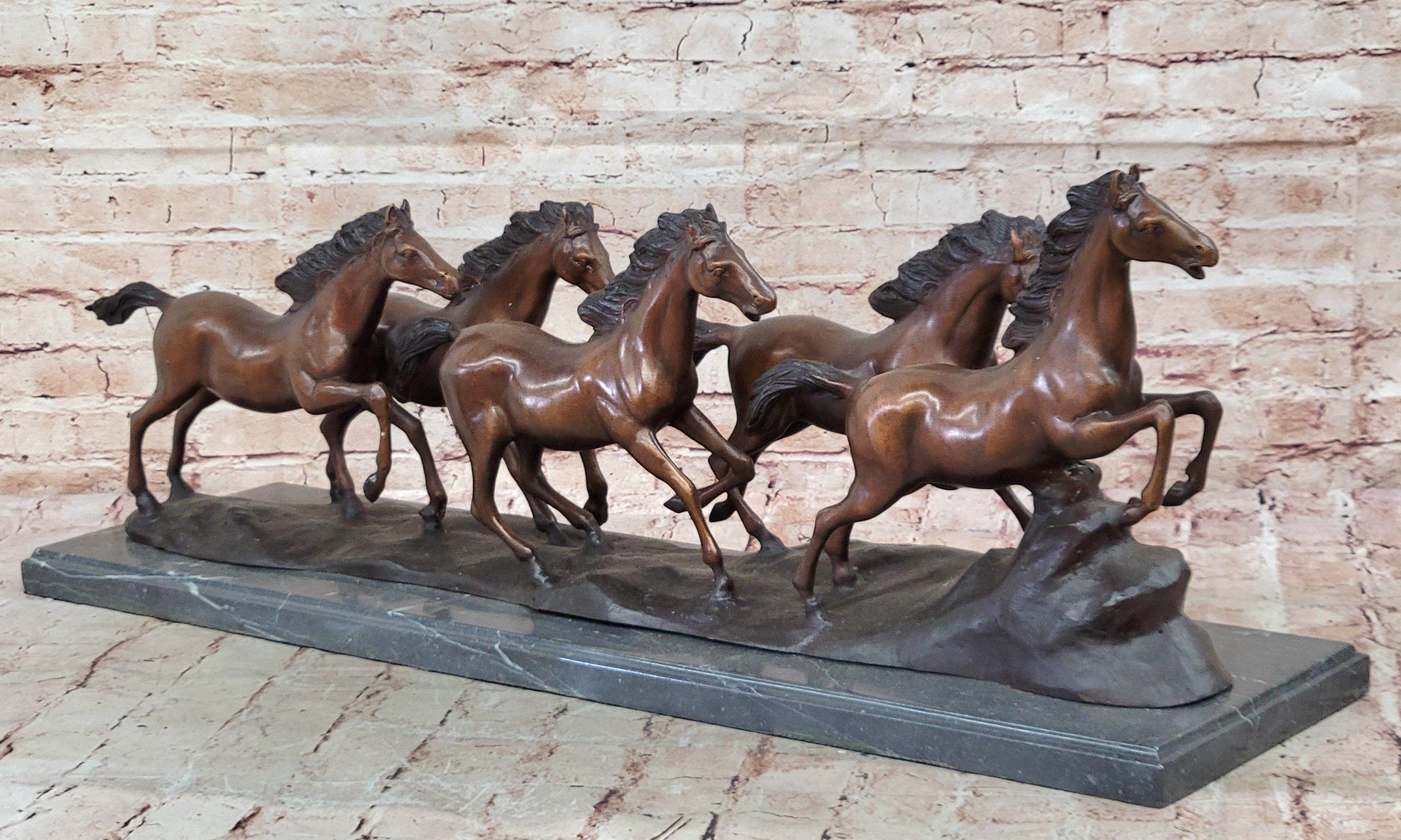 73 LBS Extra Large Hot Cast Remington Wild Horses Bronze Sculpture Statue Figurine