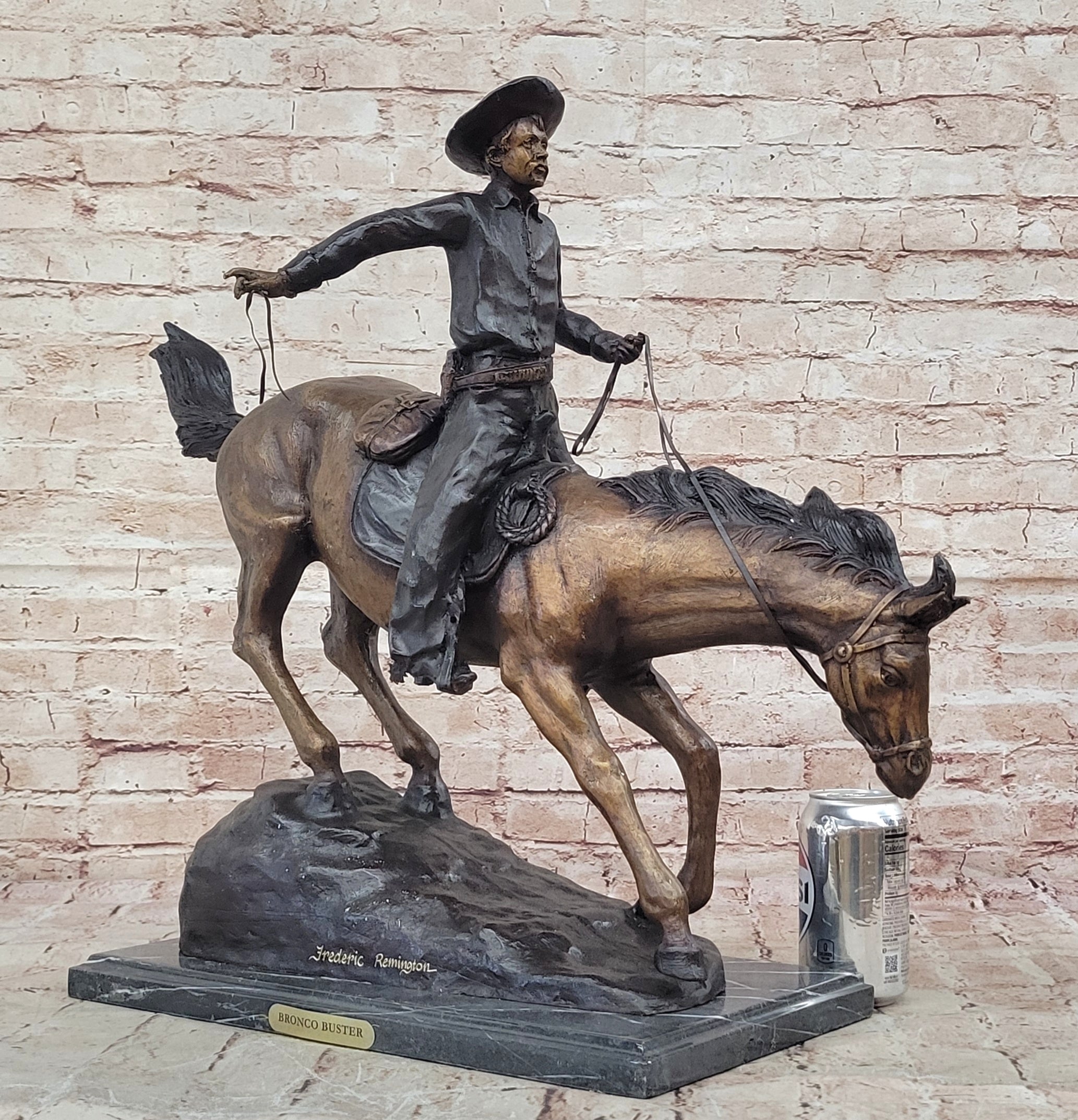 Remington Bronze Metal Arizona Cowboy Country Western Wild West Sculpture Statue