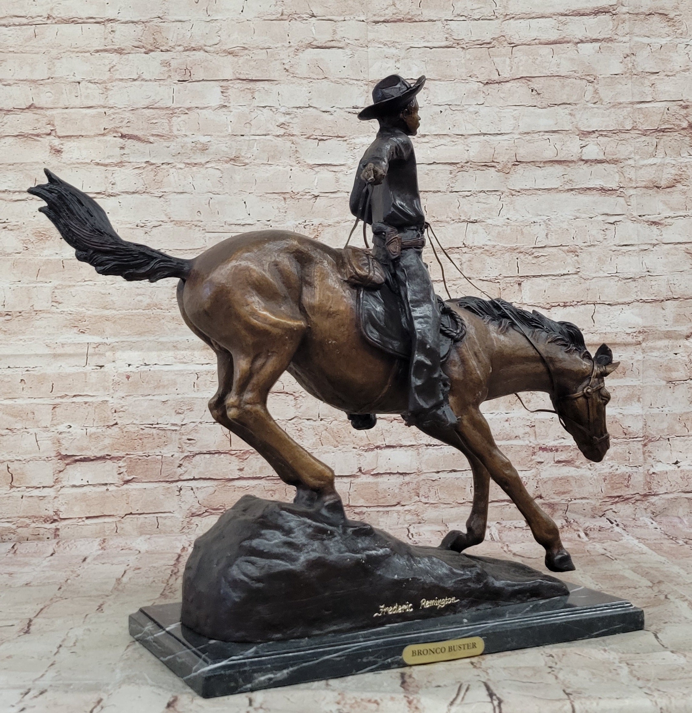 Remington Bronze Metal Arizona Cowboy Country Western Wild West Sculpture Statue