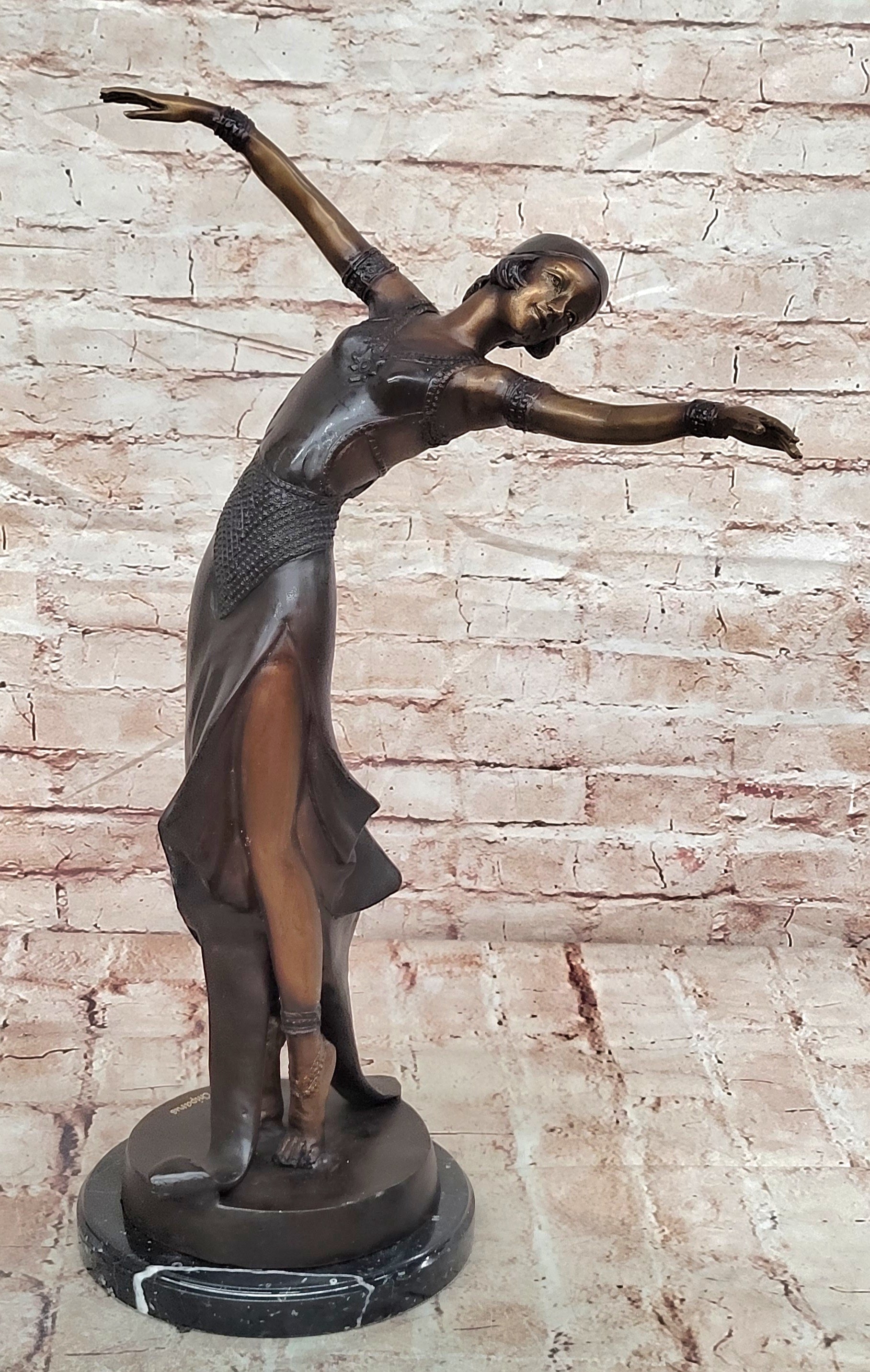 Bronze Art Deco Dancer Statue After Chiparus Elegant Collectible Artwork Decor