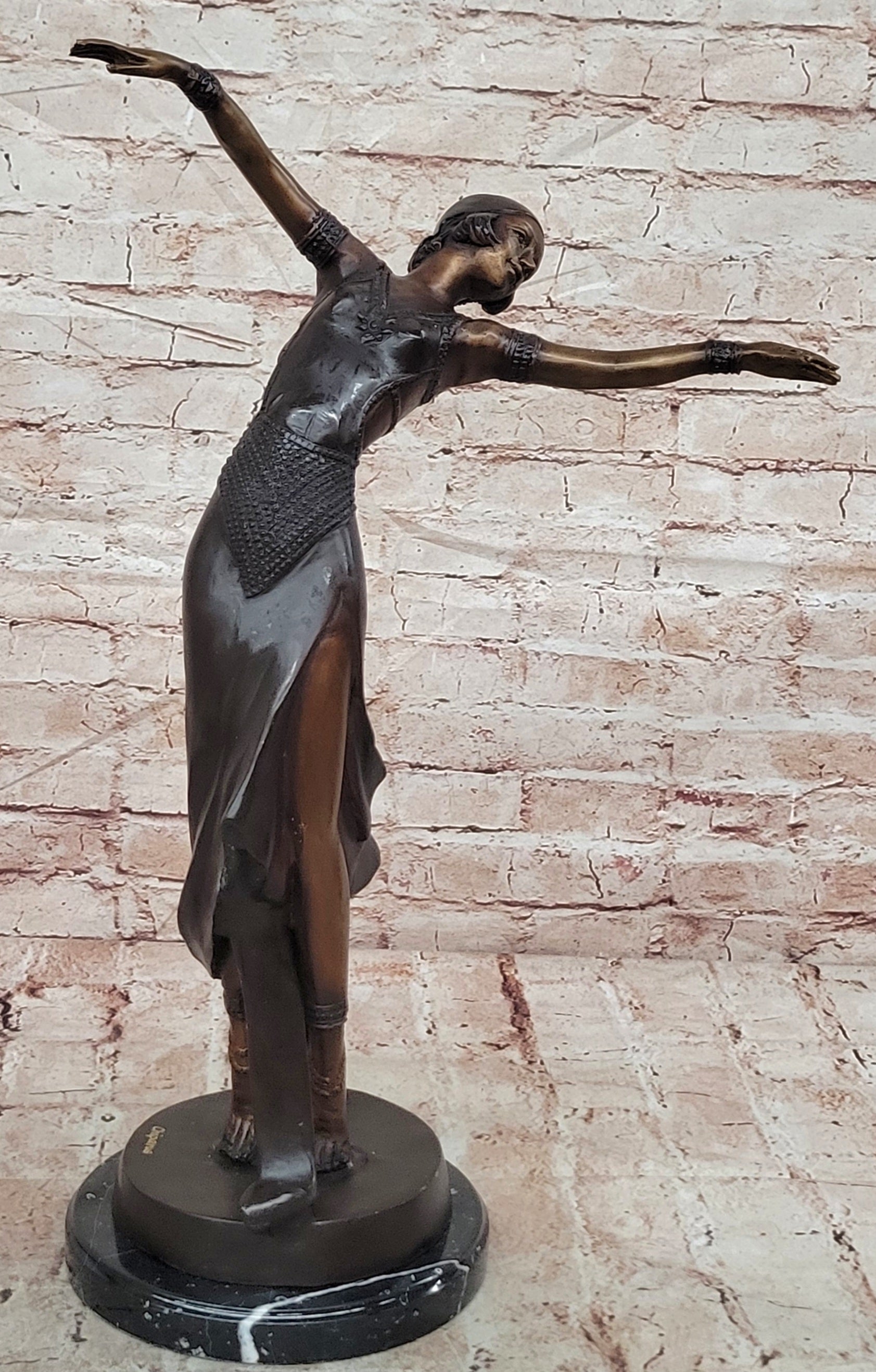 Bronze Art Deco Dancer Statue After Chiparus Elegant Collectible Artwork Decor