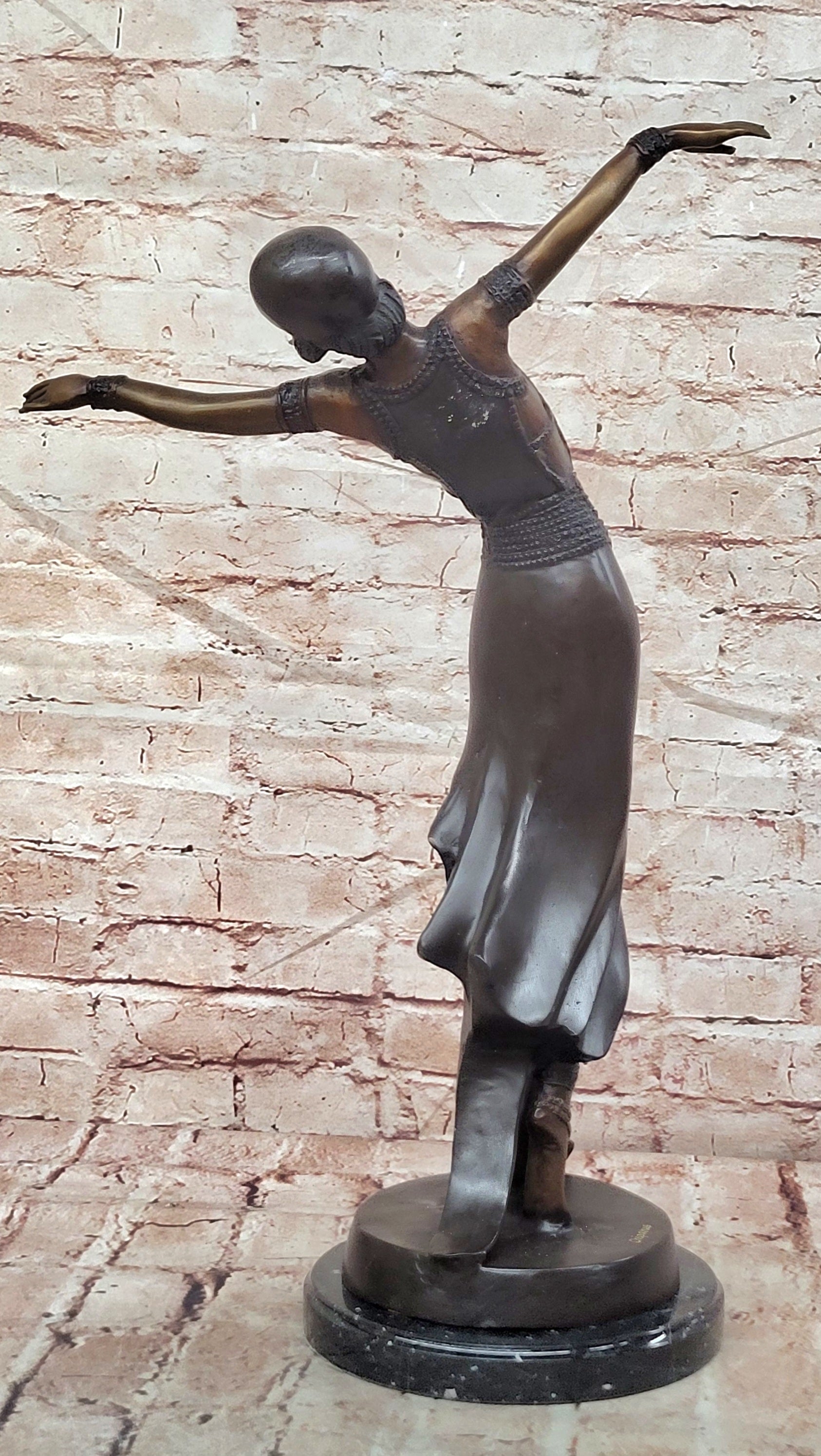 Bronze Art Deco Dancer Statue After Chiparus Elegant Collectible Artwork Decor