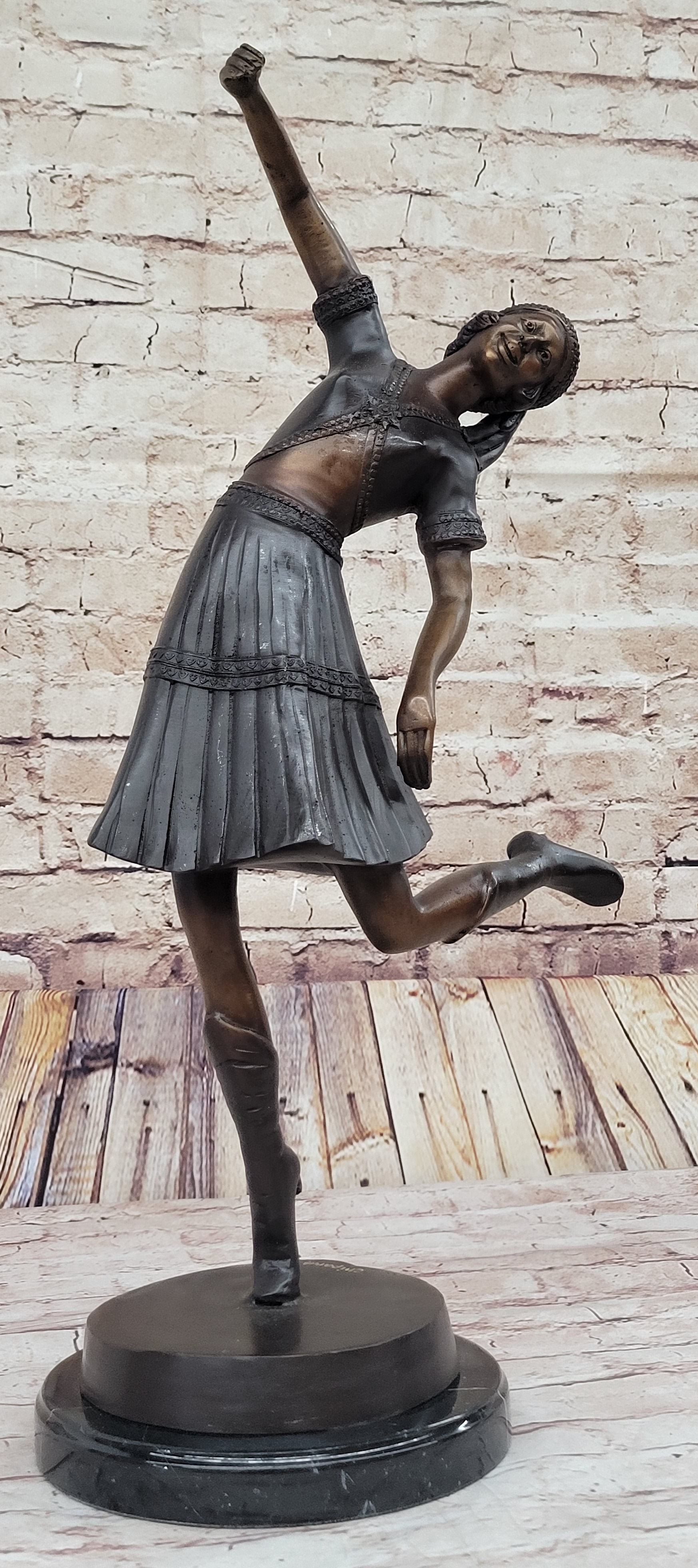 Young Lady Dancer Handcrafted Marble Bronze Sculpture Statue Figurine Gift Art