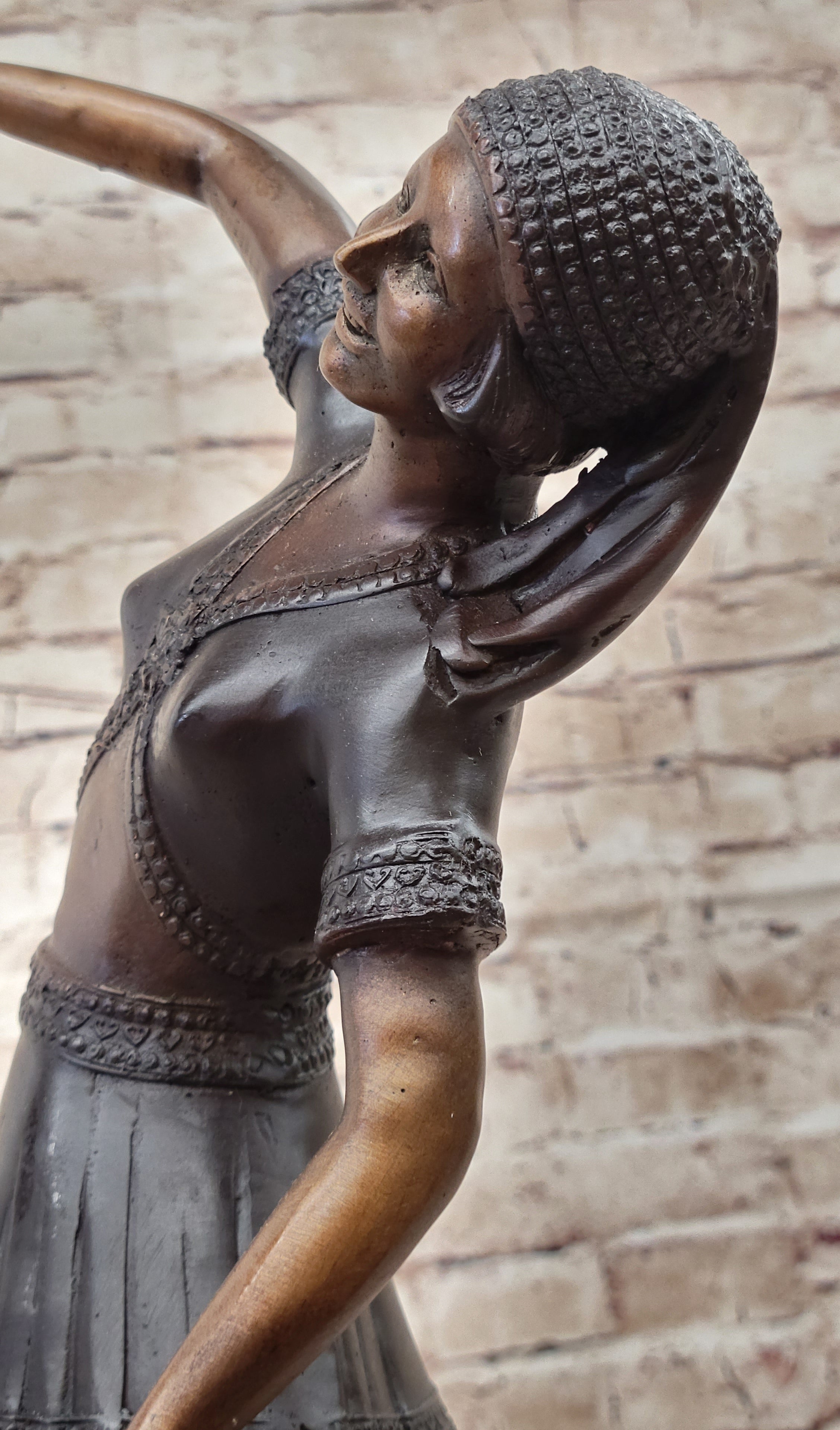 Young Lady Dancer Handcrafted Marble Bronze Sculpture Statue Figurine Gift Art