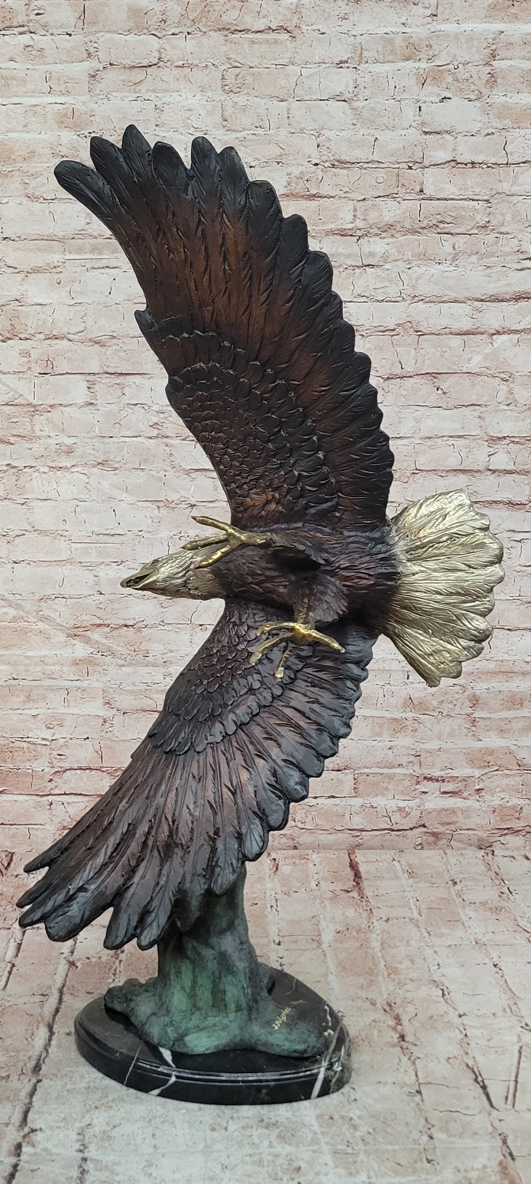 Bronze Eagle Sculpture by French Mogniez-"Majestic Fisherman" BEAUTIFUL & HUGE!