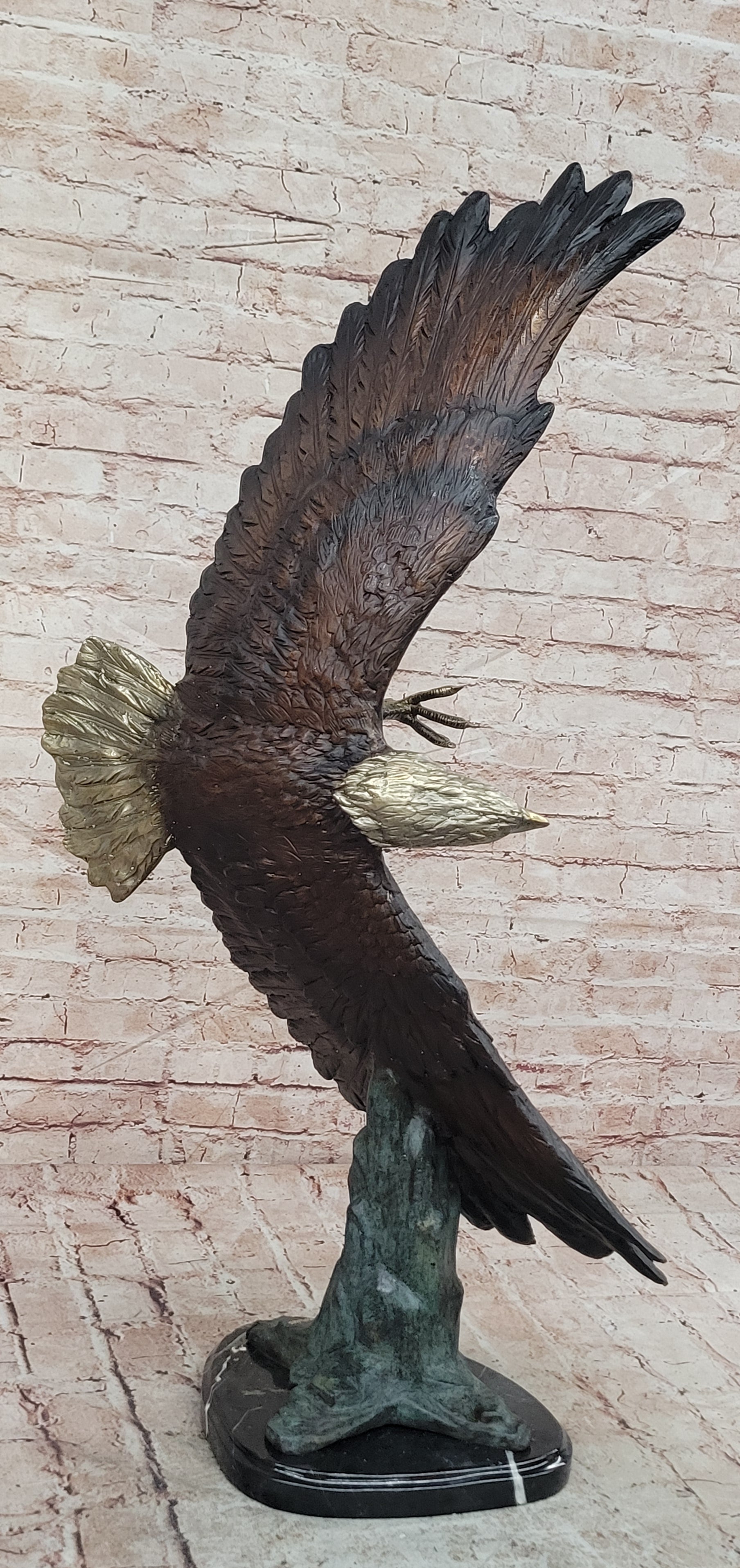 Bronze Eagle Sculpture by French Mogniez-"Majestic Fisherman" BEAUTIFUL & HUGE!