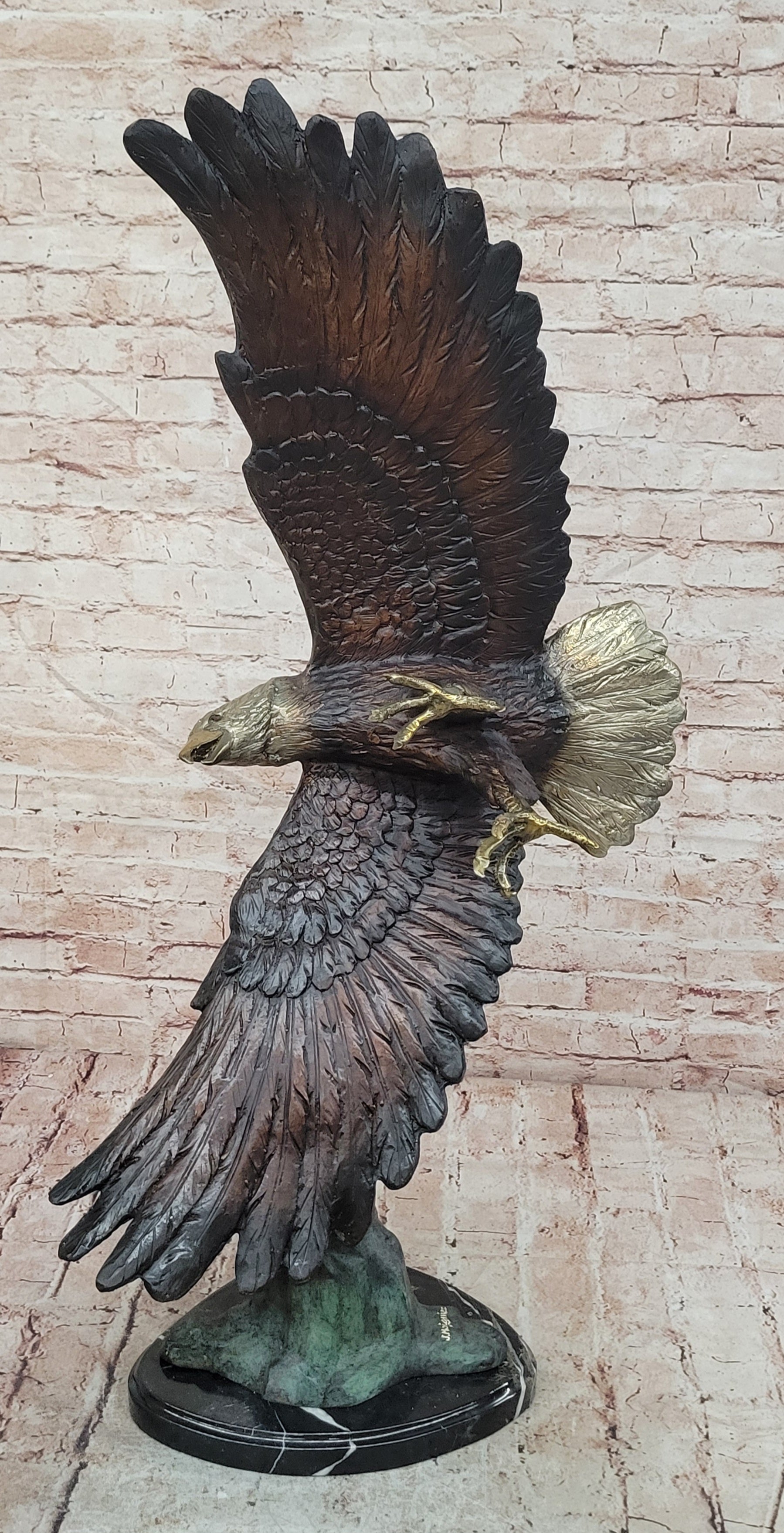 Bronze Eagle Sculpture by French Mogniez-"Majestic Fisherman" BEAUTIFUL & HUGE!