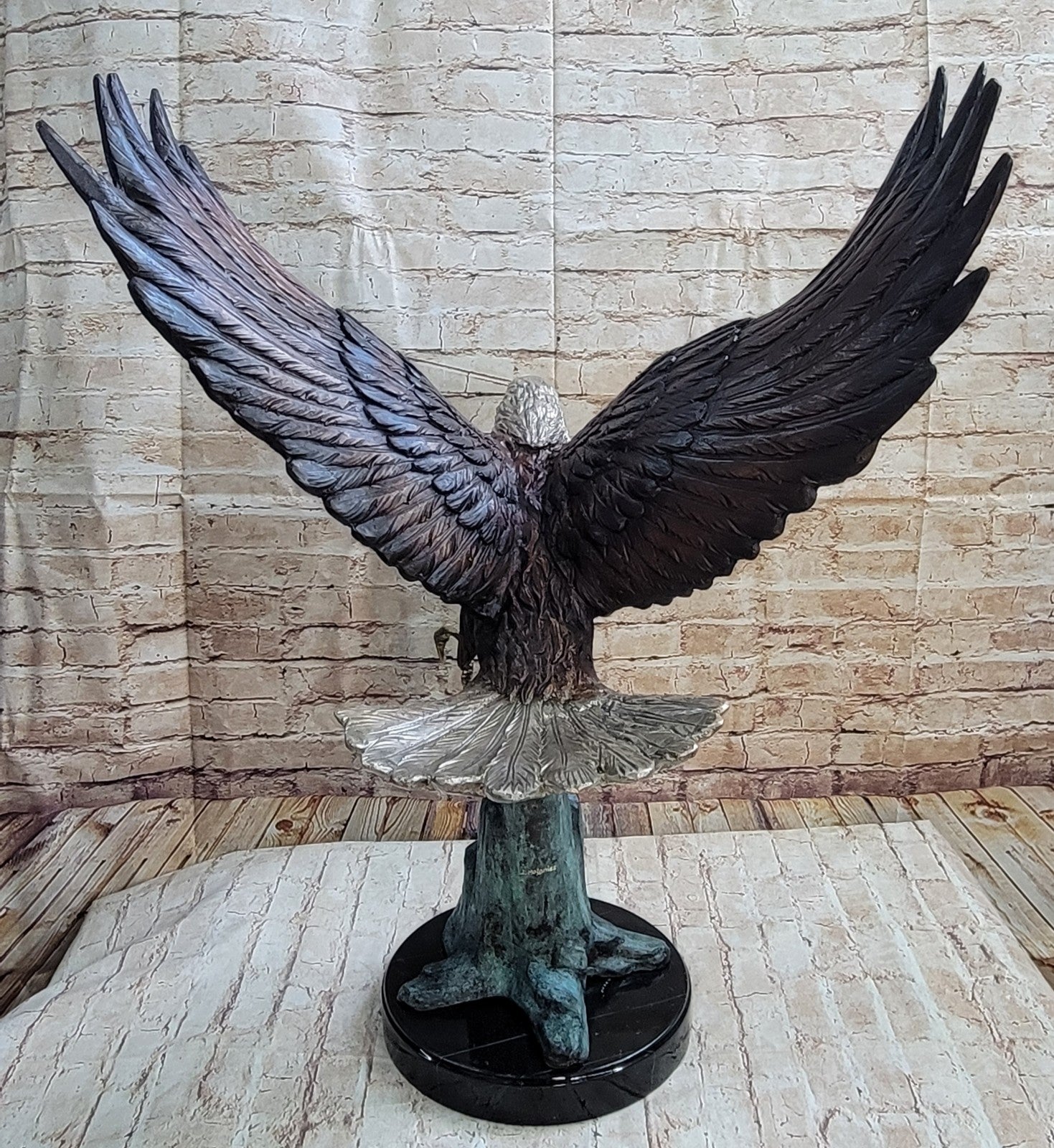 Perched Bird of Prey Bronze Statue Sculpture ornithology Eagle Hawk Falcon Decor