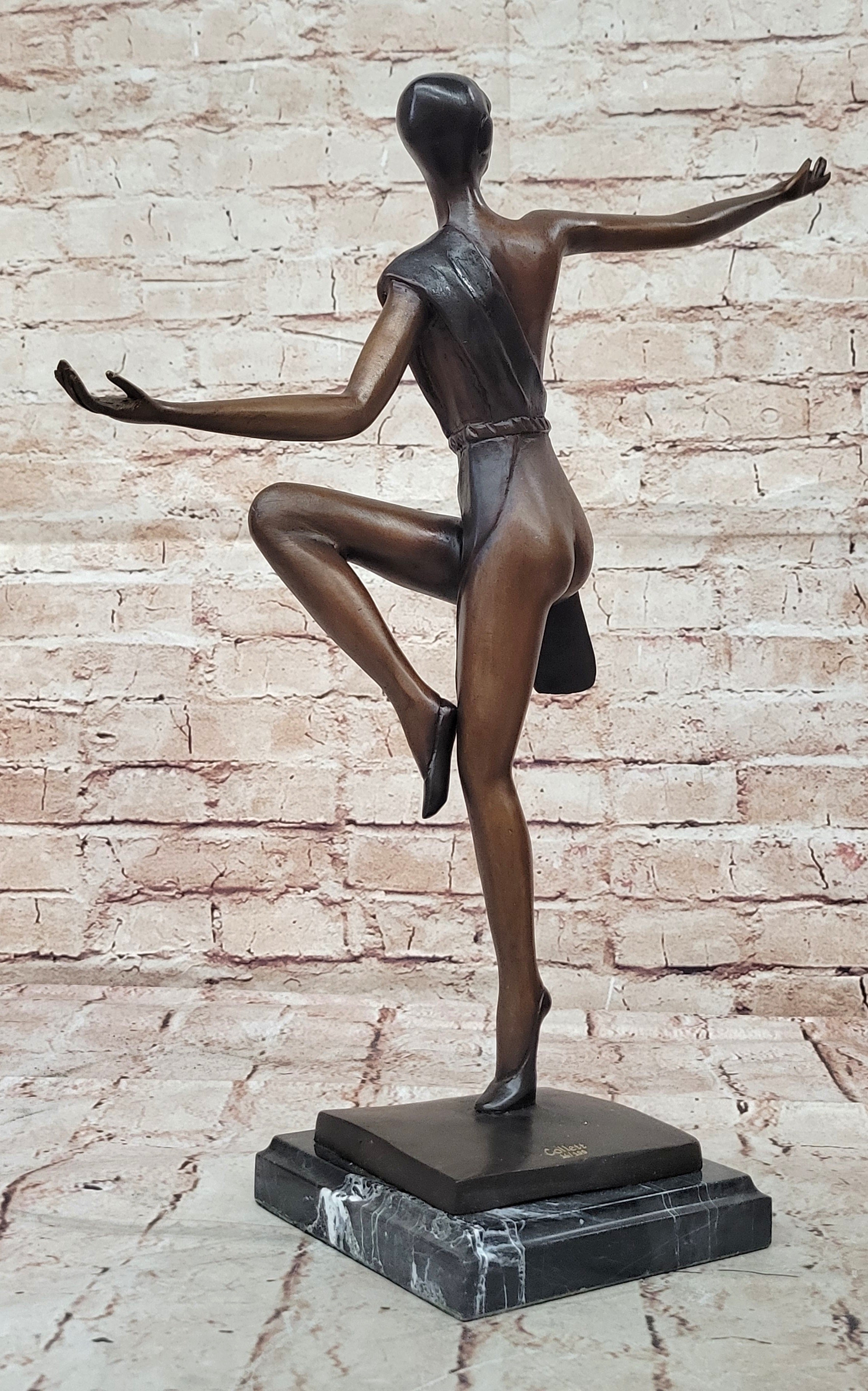 Hot Cast Bronze Dancer Statue by Collett Limited Edition Art Deco Artwork Figure