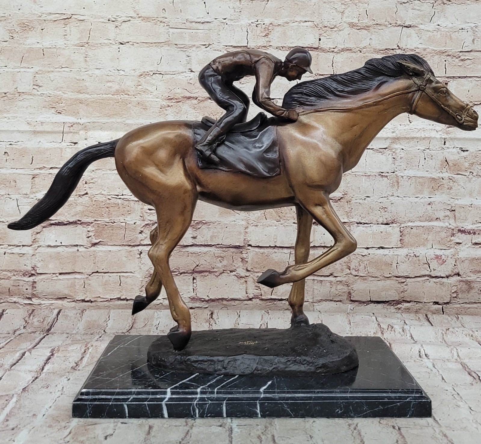 Marius Male Jockey Horse Race Bronze Sculpture - Handcrafted Limited Edition Collectible