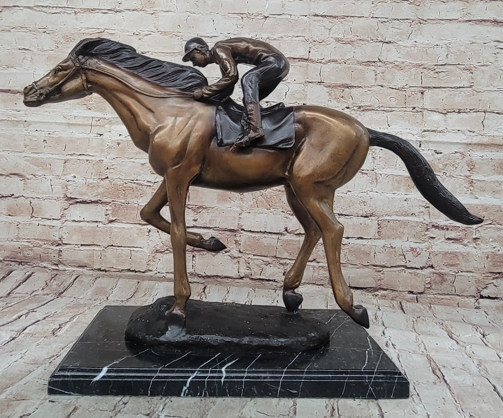 Marius Male Jockey Horse Race Bronze Sculpture - Handcrafted Limited Edition Collectible