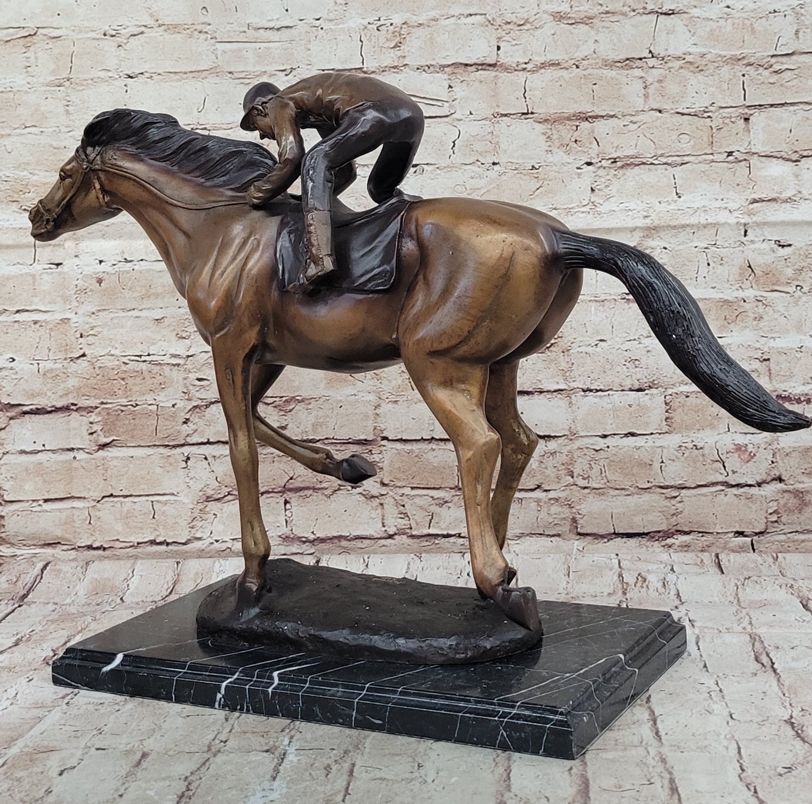 Marius Male Jockey Horse Race Bronze Sculpture - Handcrafted Limited Edition Collectible