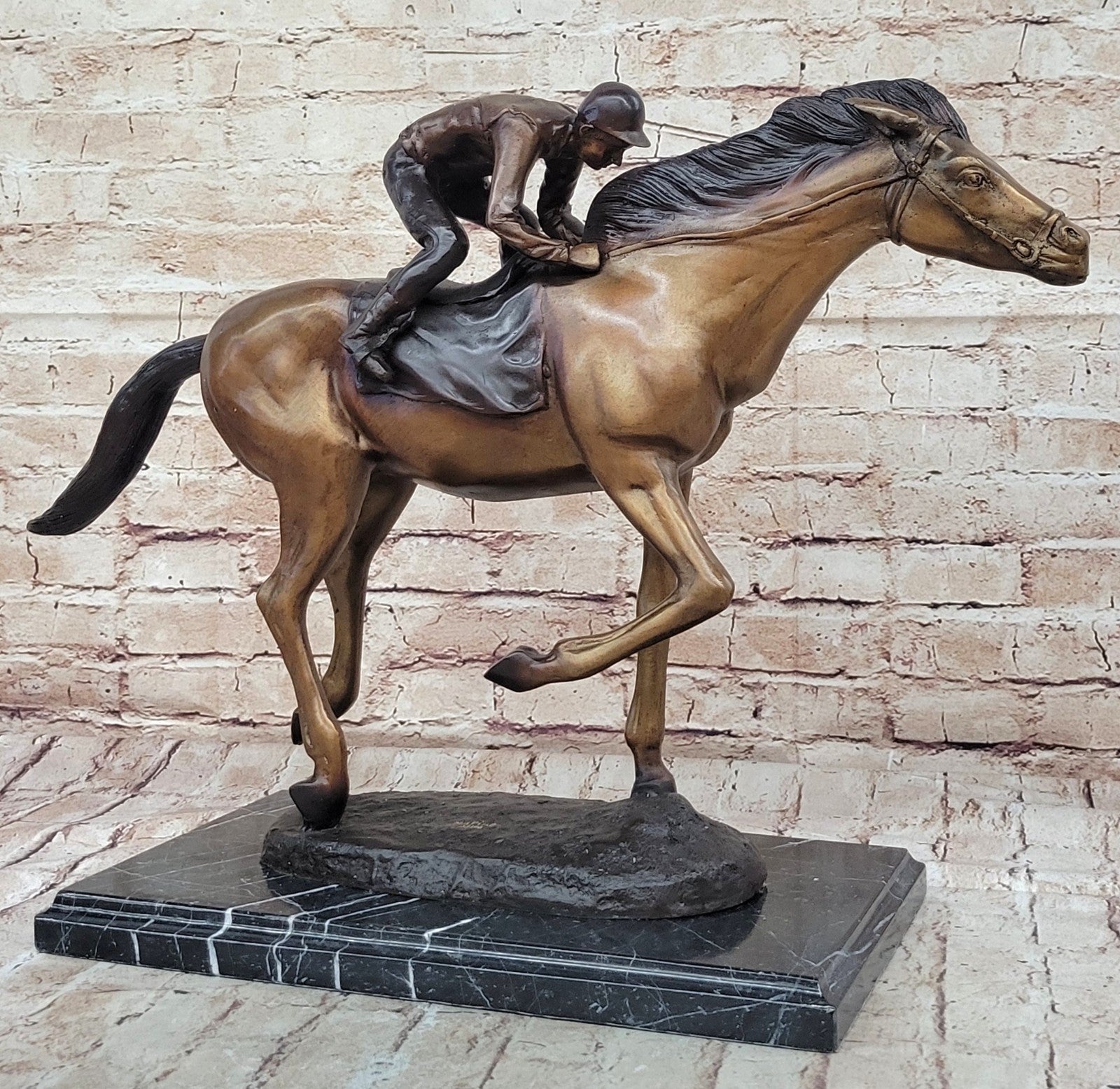 Marius Male Jockey Horse Race Bronze Sculpture - Handcrafted Limited Edition Collectible