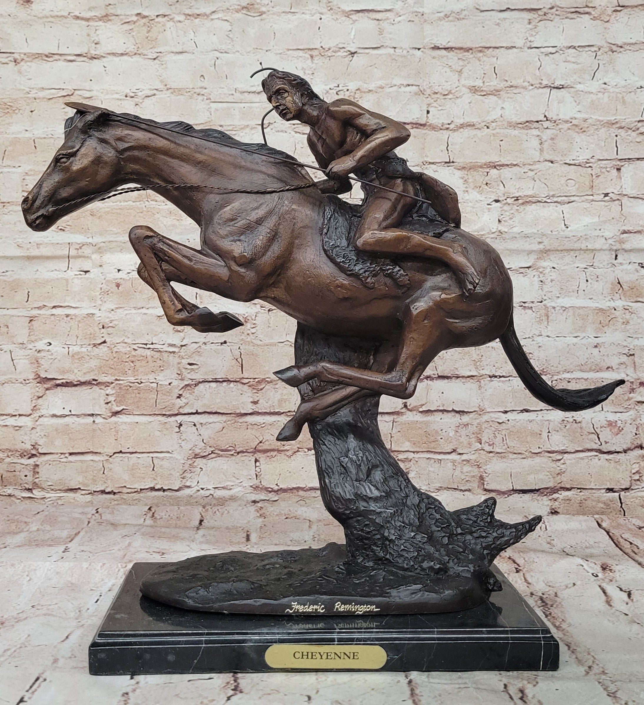 Frederic Remington CHEYENNE Indian Horse Large Bronze Statue Sculpture Figurine