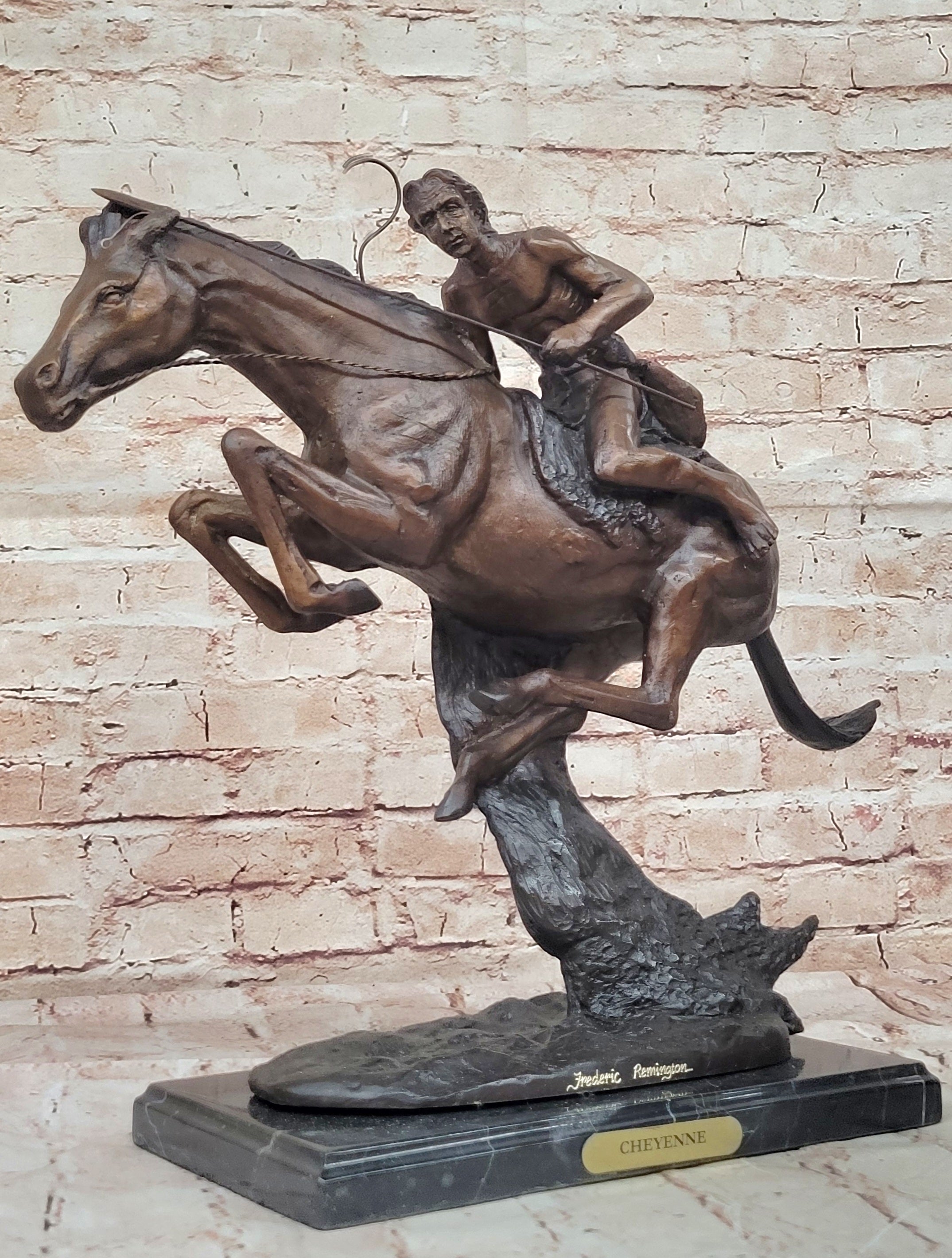 Frederic Remington CHEYENNE Indian Horse Large Bronze Statue Sculpture Figurine
