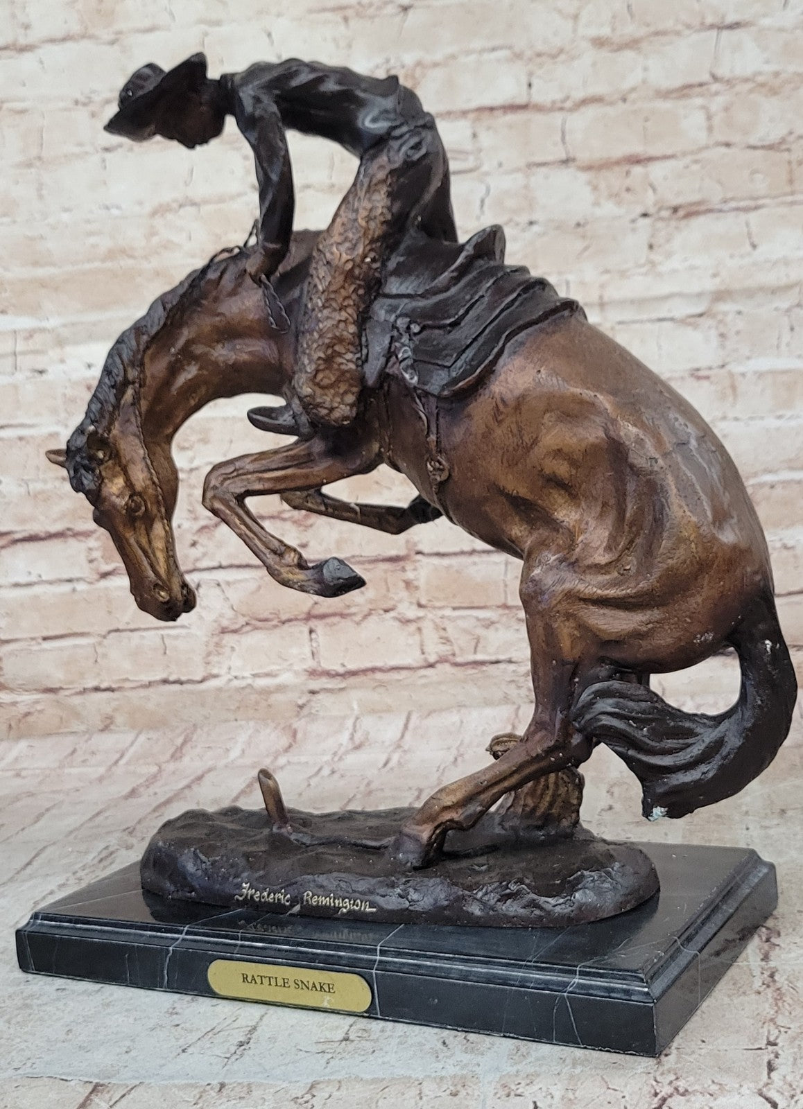 Collectible Art bronze sculpture Remington "Rattle Snake" Signed Remington Sale