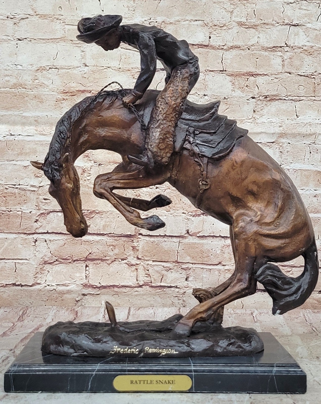 Collectible Art bronze sculpture Remington "Rattle Snake" Signed Remington Sale
