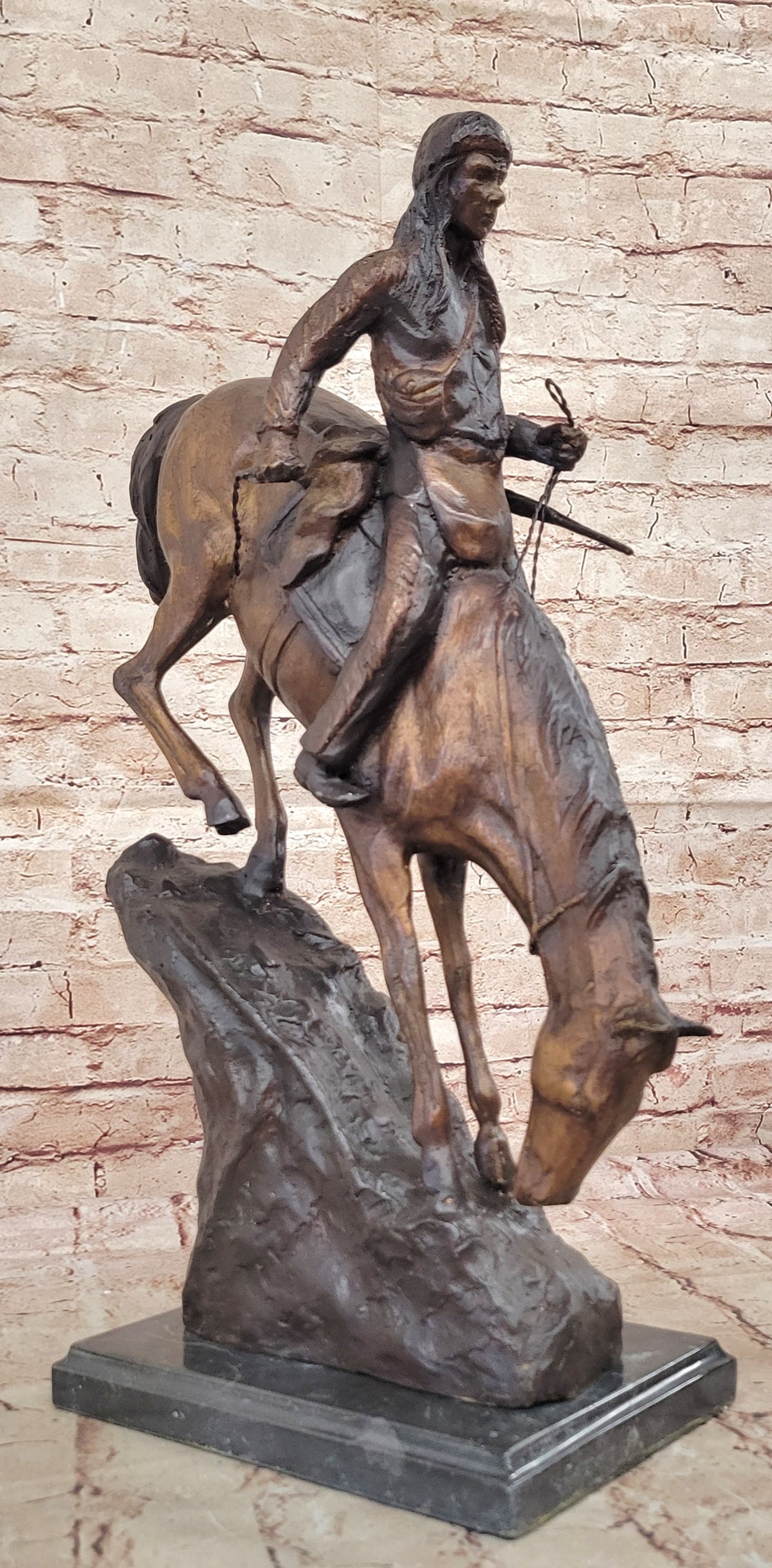 American Handmade Bronze Sculpture Mountain Man by F.Remington - Regular Size