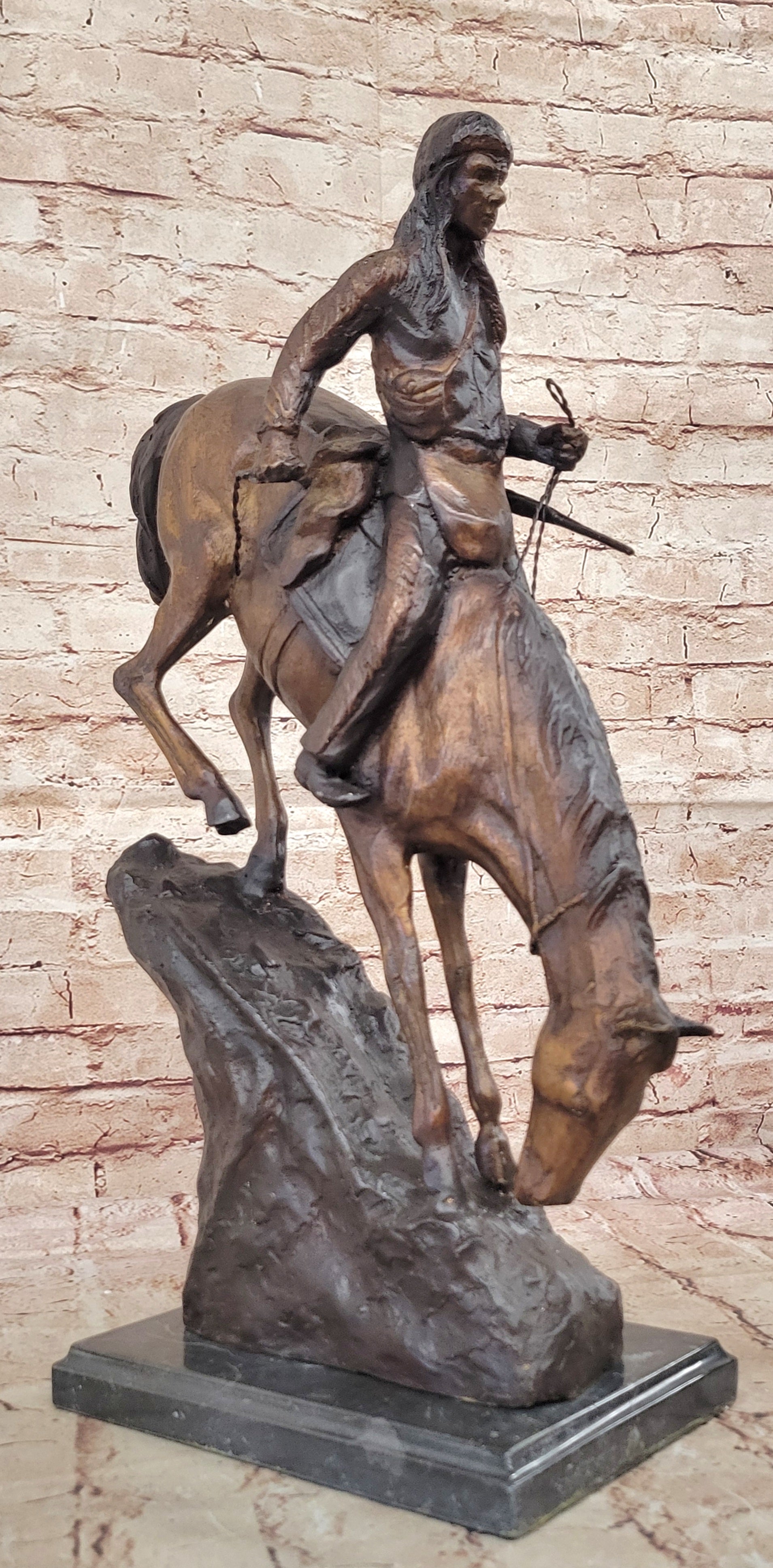 American Handmade Bronze Sculpture Mountain Man by F.Remington - Regular Size