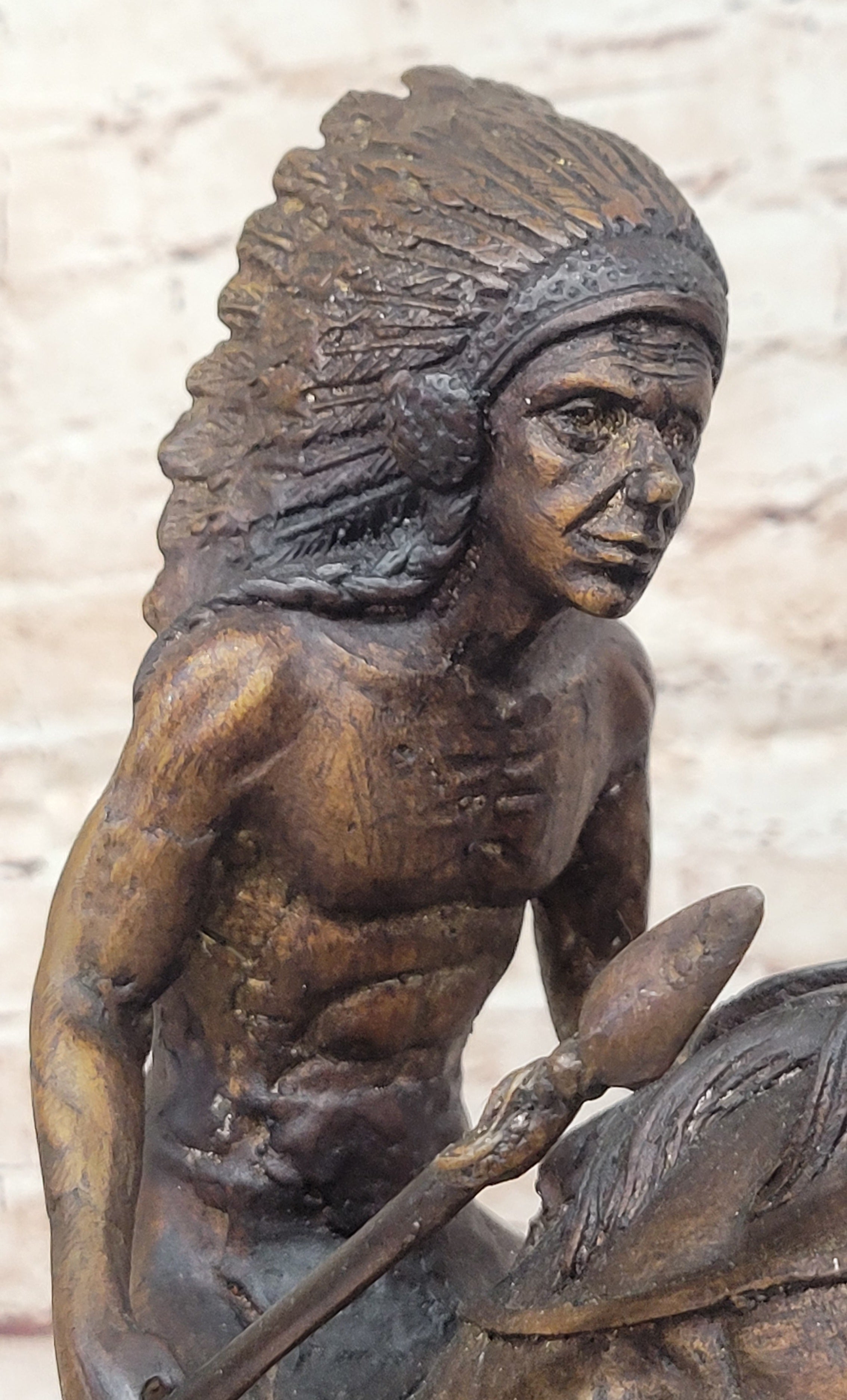 Warrior" Solid Bronze Collectible Sculpture by F. Remington Width 21" NEW STATUE