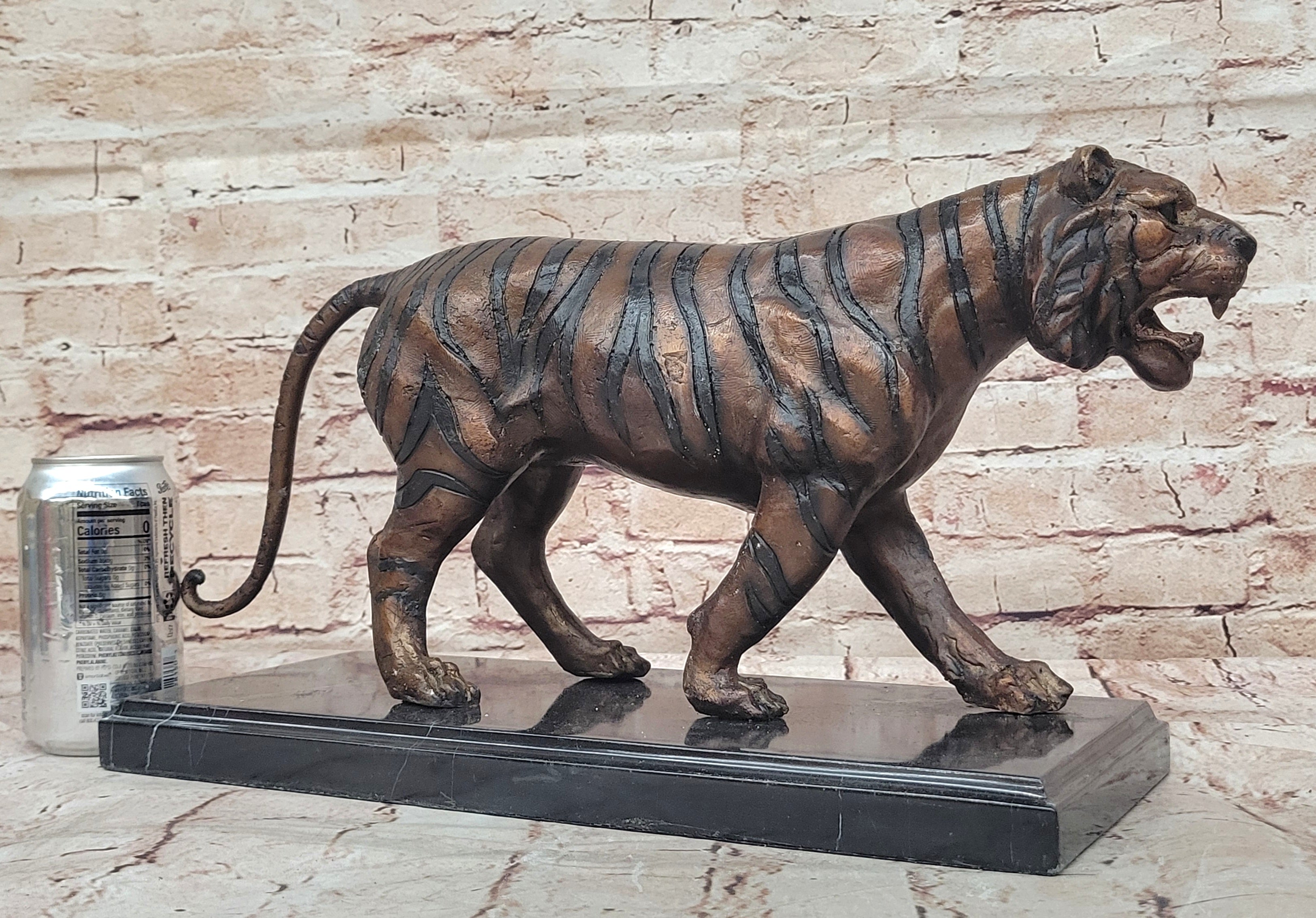 Handcrafted Detailed Indian Tiger Bronze Sculpture Figurine Figure Home Decor