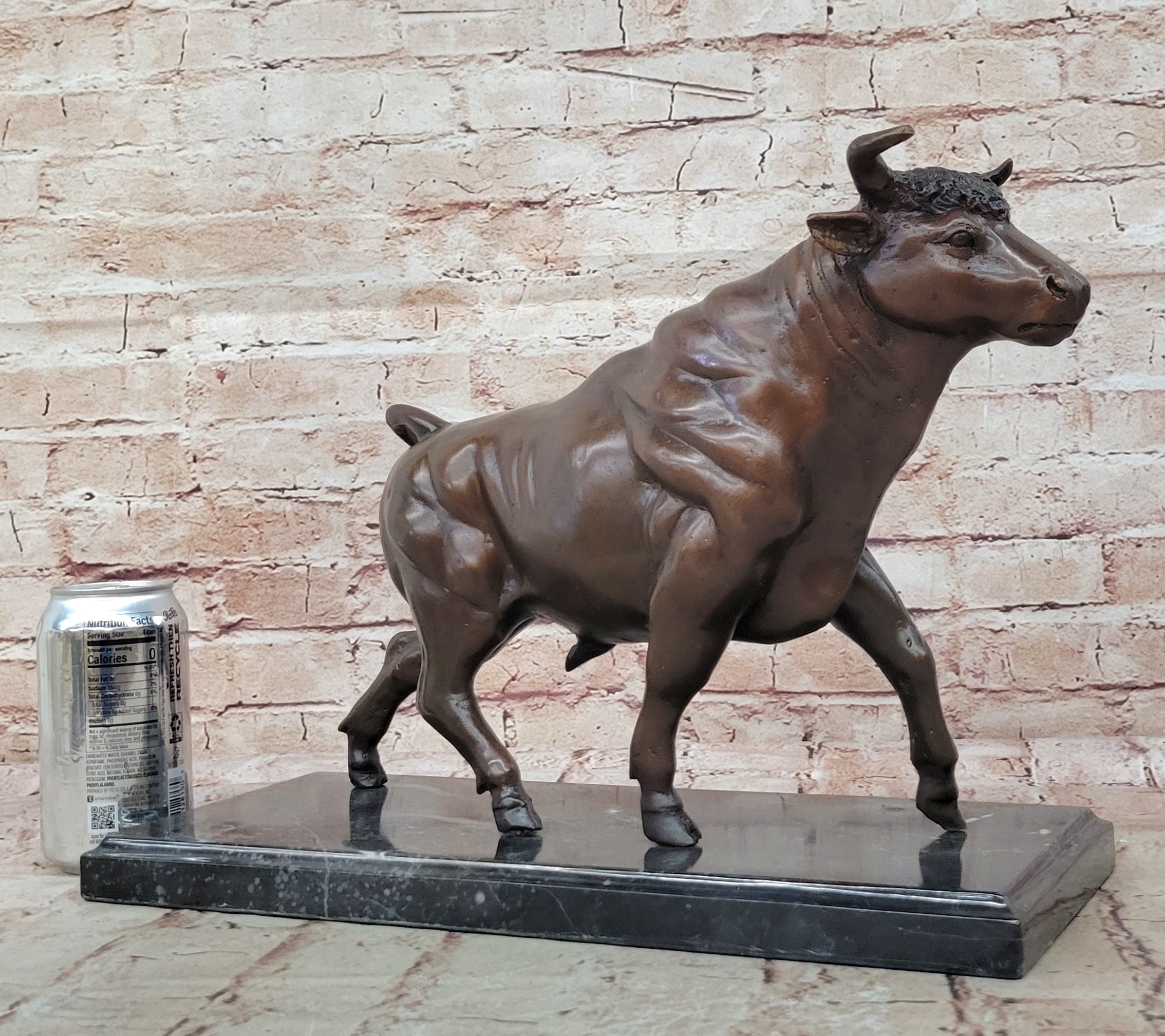 MAJESTIC BRONZE STATUE COW BULL CLASSIC SCULPTURE HOT CAST FIGURINE HOME DECOR