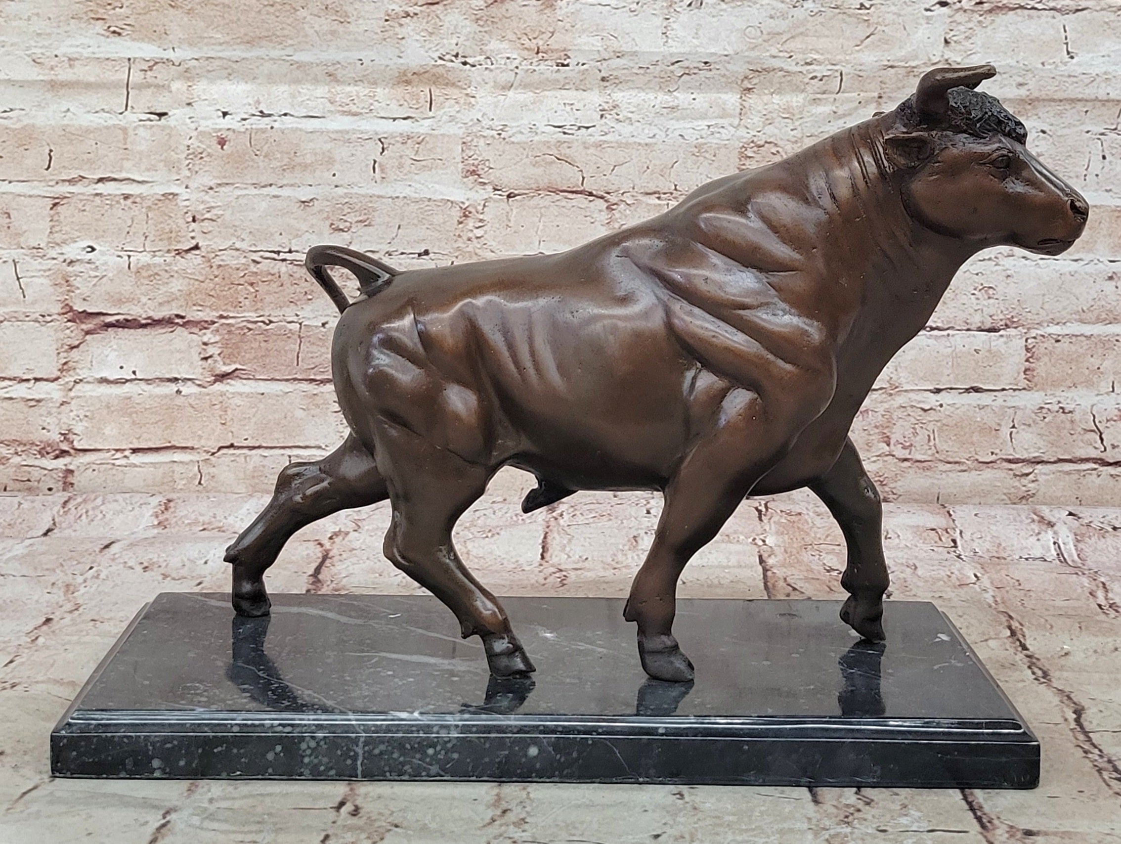MAJESTIC BRONZE STATUE COW BULL CLASSIC SCULPTURE HOT CAST FIGURINE HOME DECOR