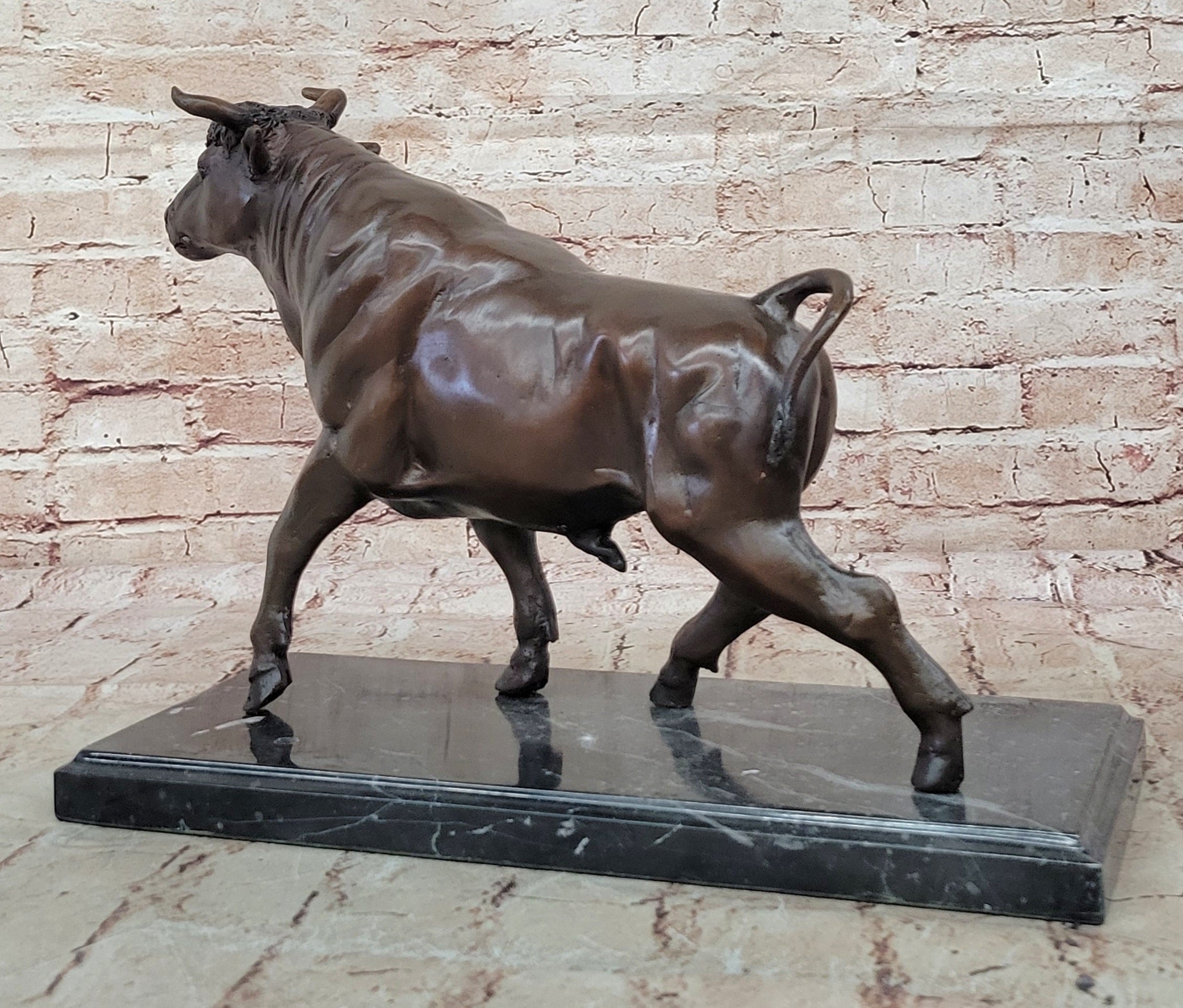 MAJESTIC BRONZE STATUE COW BULL CLASSIC SCULPTURE HOT CAST FIGURINE HOME DECOR