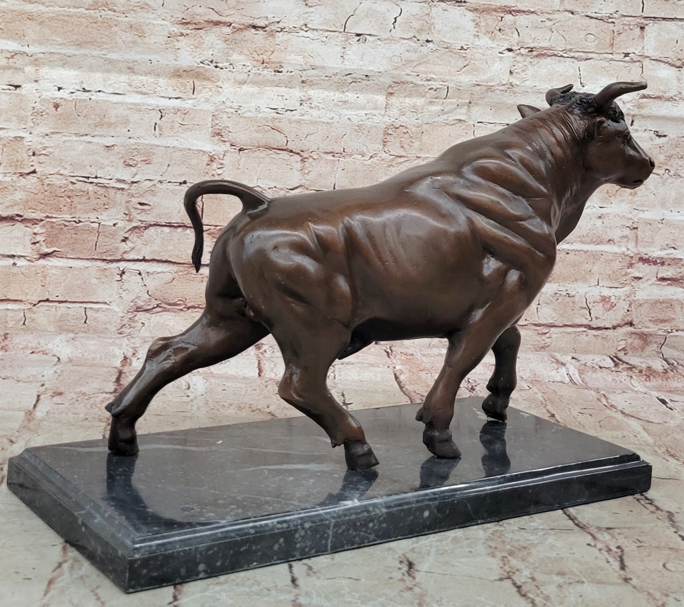 MAJESTIC BRONZE STATUE COW BULL CLASSIC SCULPTURE HOT CAST FIGURINE HOME DECOR