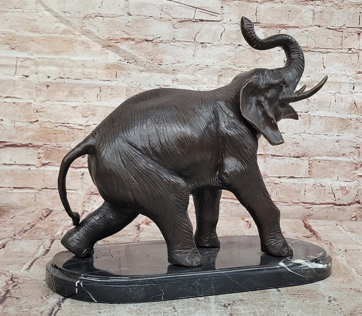 Art Deco Handcrafted Collectible Massive Elephant Bronze Sculpture Marble Statue