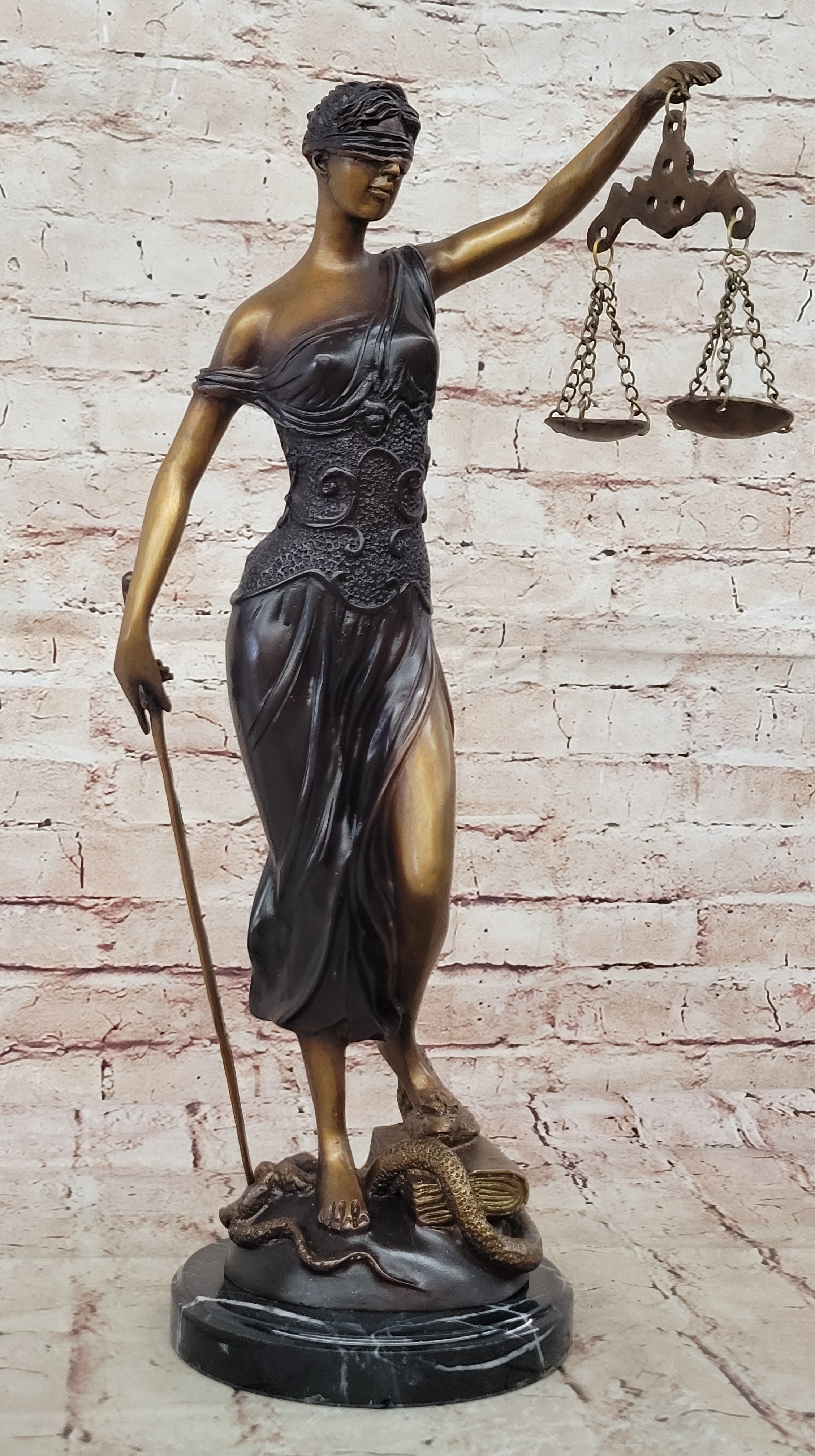 Handcrafted Bronze Lady Justice Sculpture – Massive Law Office Decoration