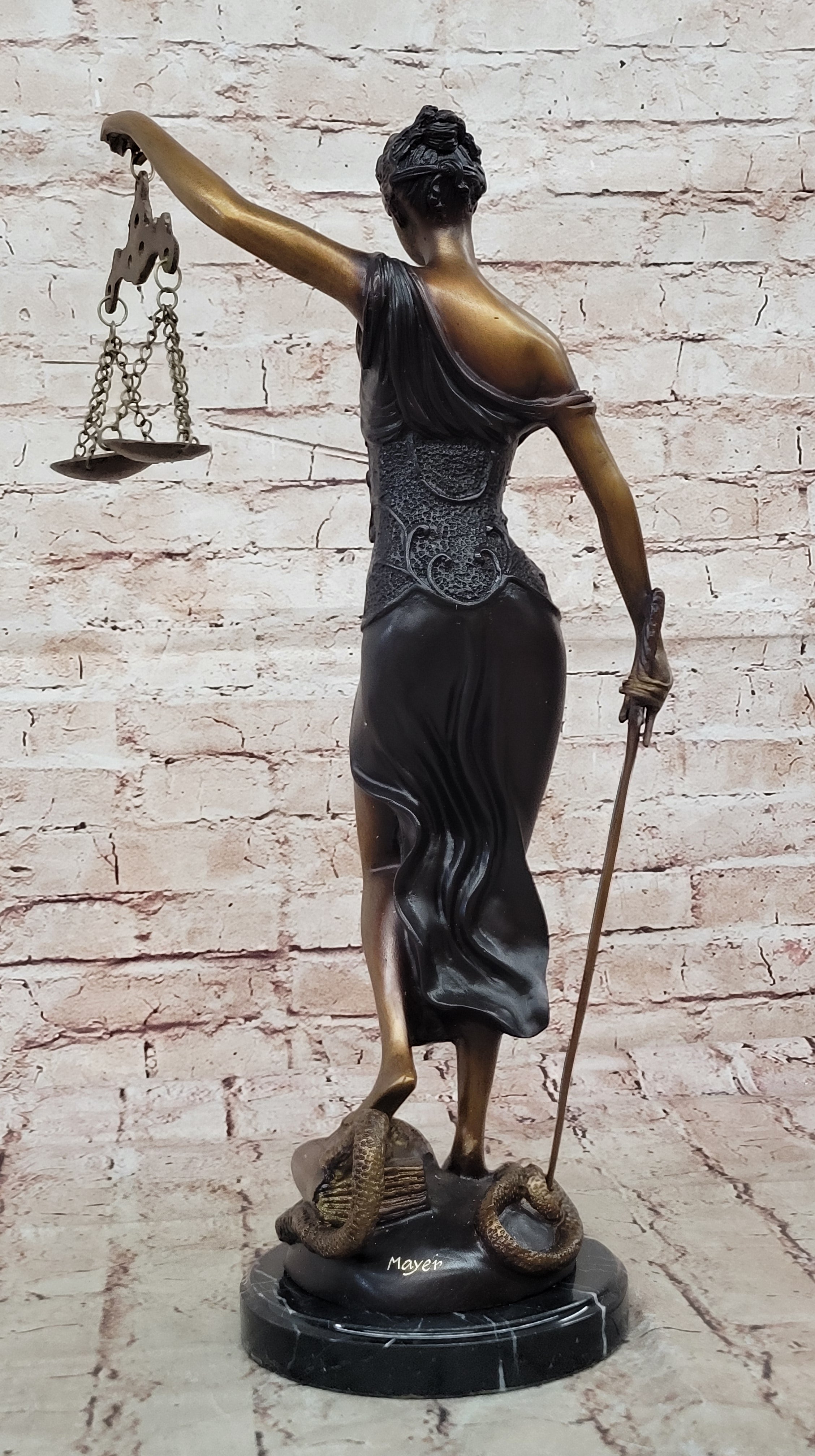 Handcrafted Bronze Lady Justice Sculpture – Massive Law Office Decoration