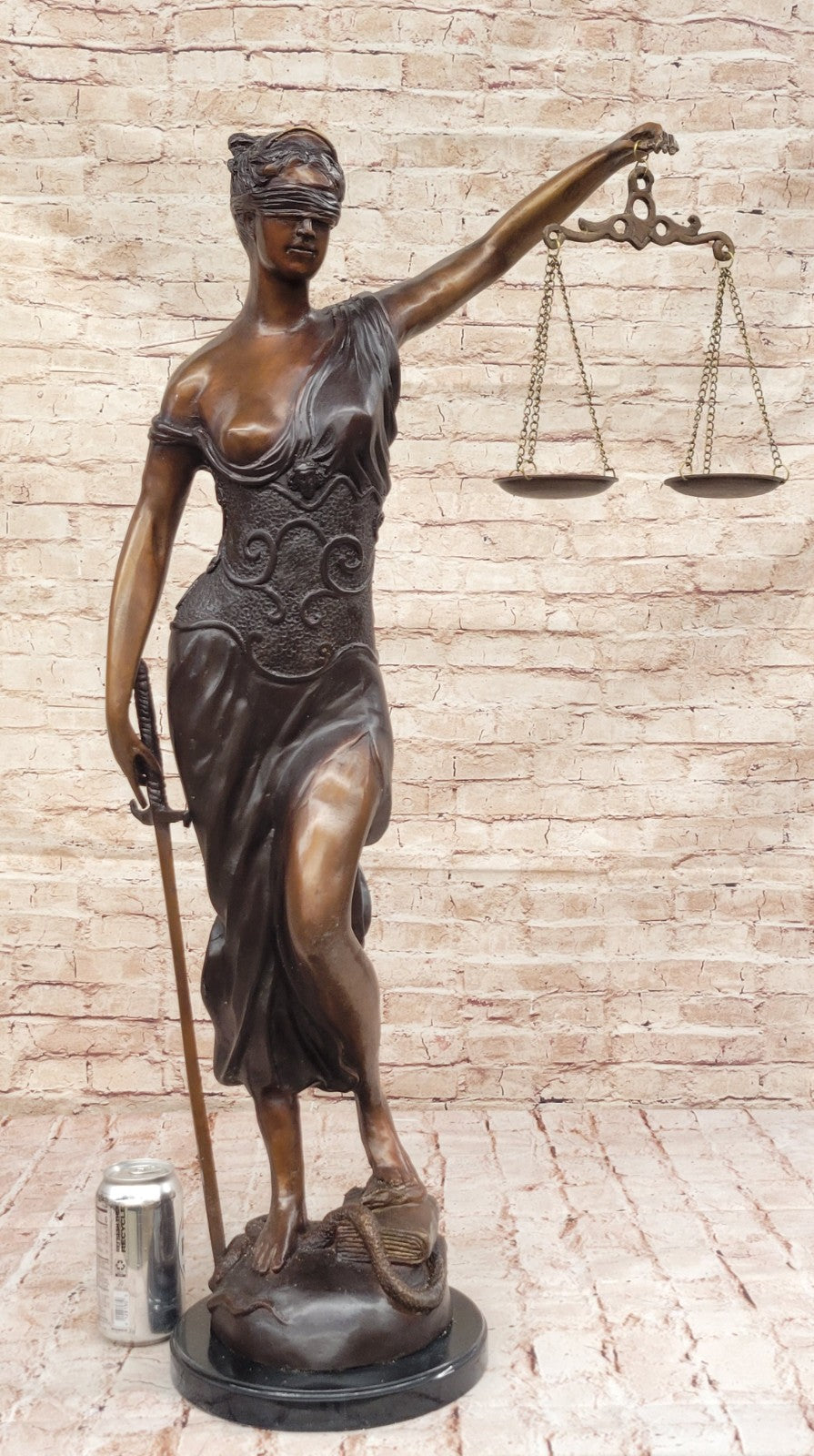 Ancient Greek Goddess Themis / Blind Lady Justice bronze/statue 91cm/36" Nude