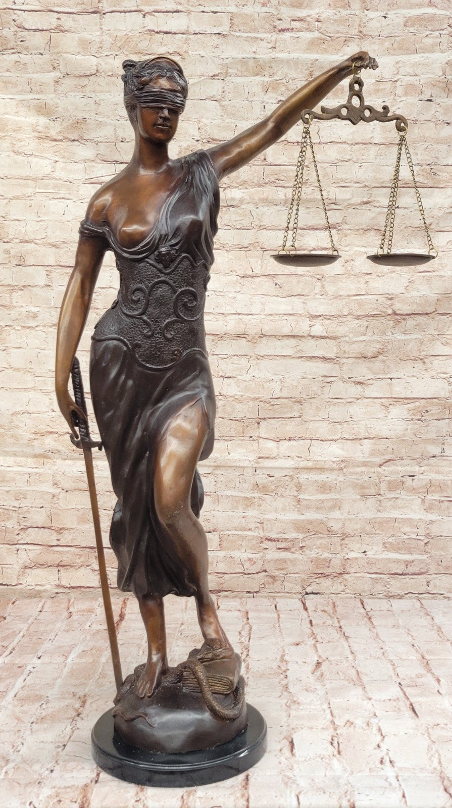 Ancient Greek Goddess Themis / Blind Lady Justice bronze/statue 91cm/36" Nude