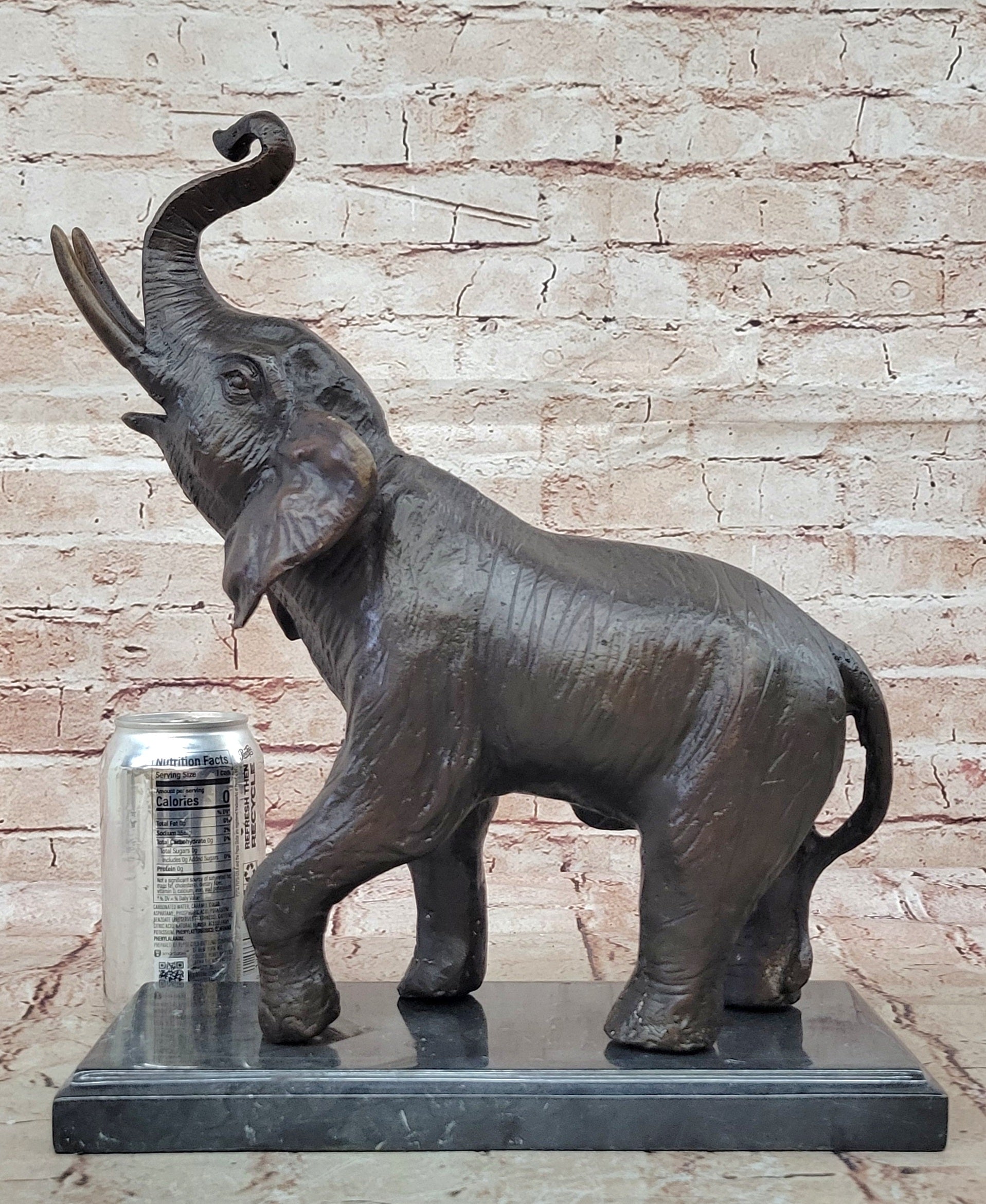 Gorgeous Bronze Elephant Figurine Sculpture Statue Art African Signed Artwork NR