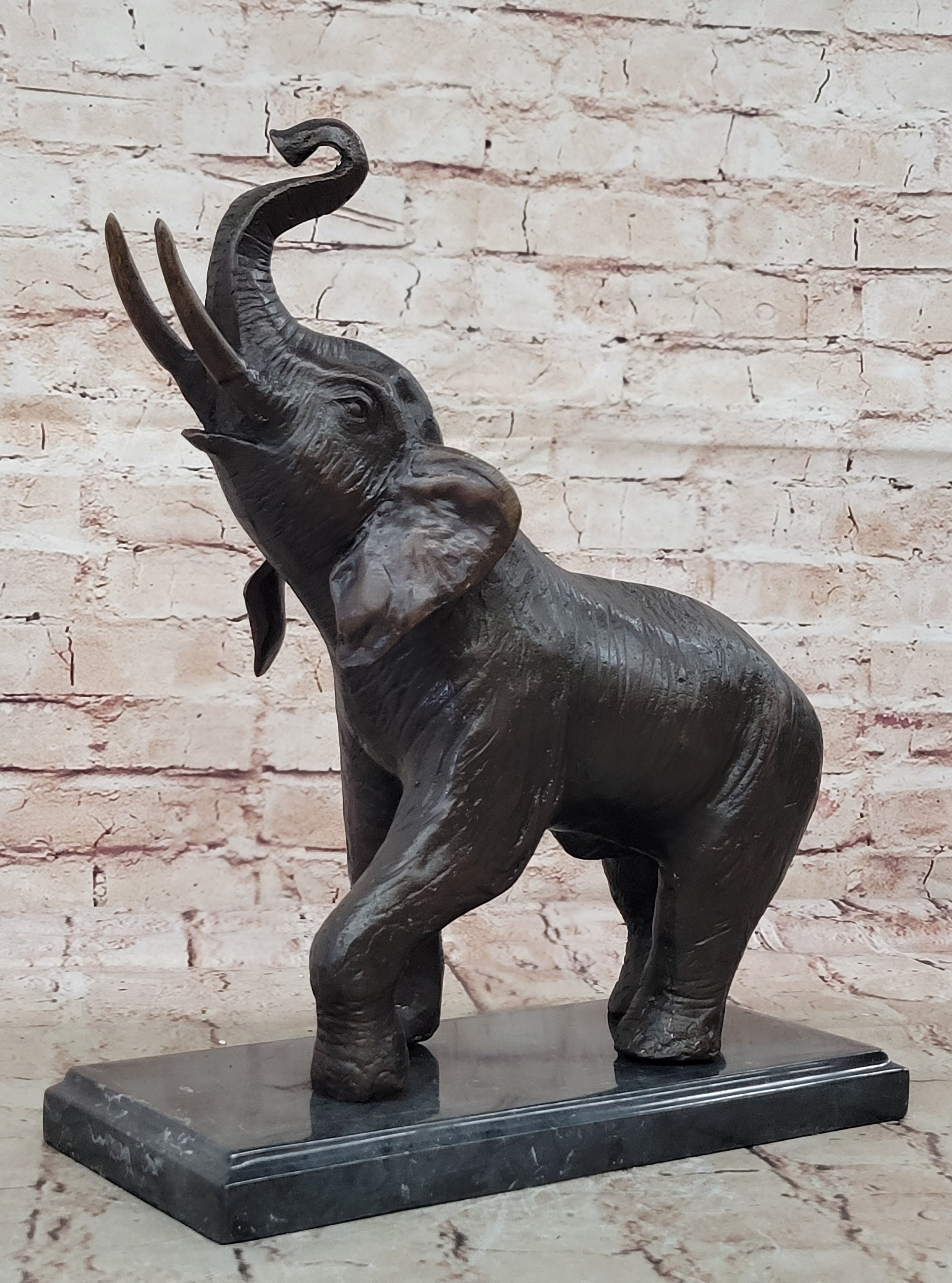 Gorgeous Bronze Elephant Figurine Sculpture Statue Art African Signed Artwork NR