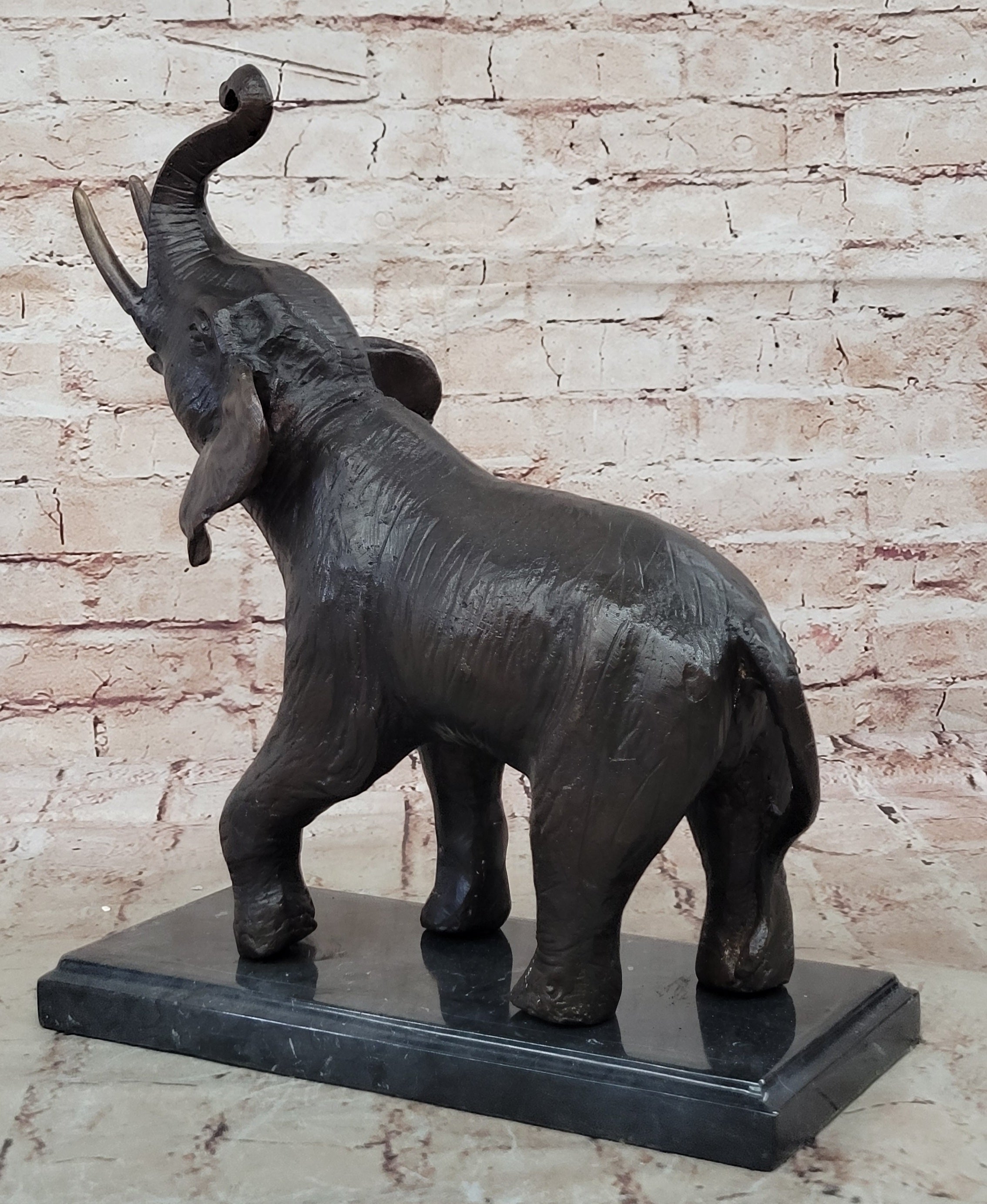 Gorgeous Bronze Elephant Figurine Sculpture Statue Art African Signed Artwork NR